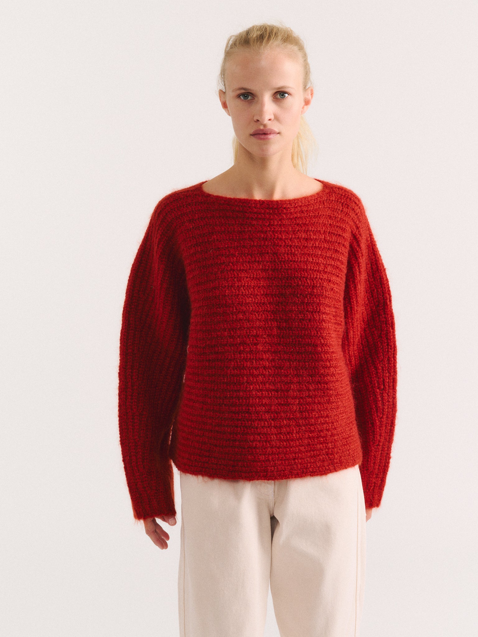 PULL DOUX EN MOHAIR - MOHWOOL - ROUILLE