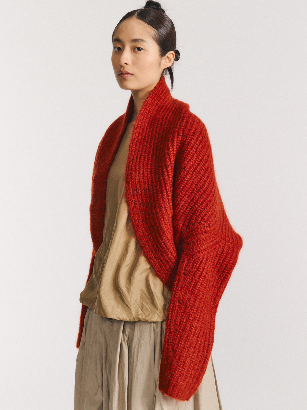 CARDIGAN - MOHWOOL - ROUILLE