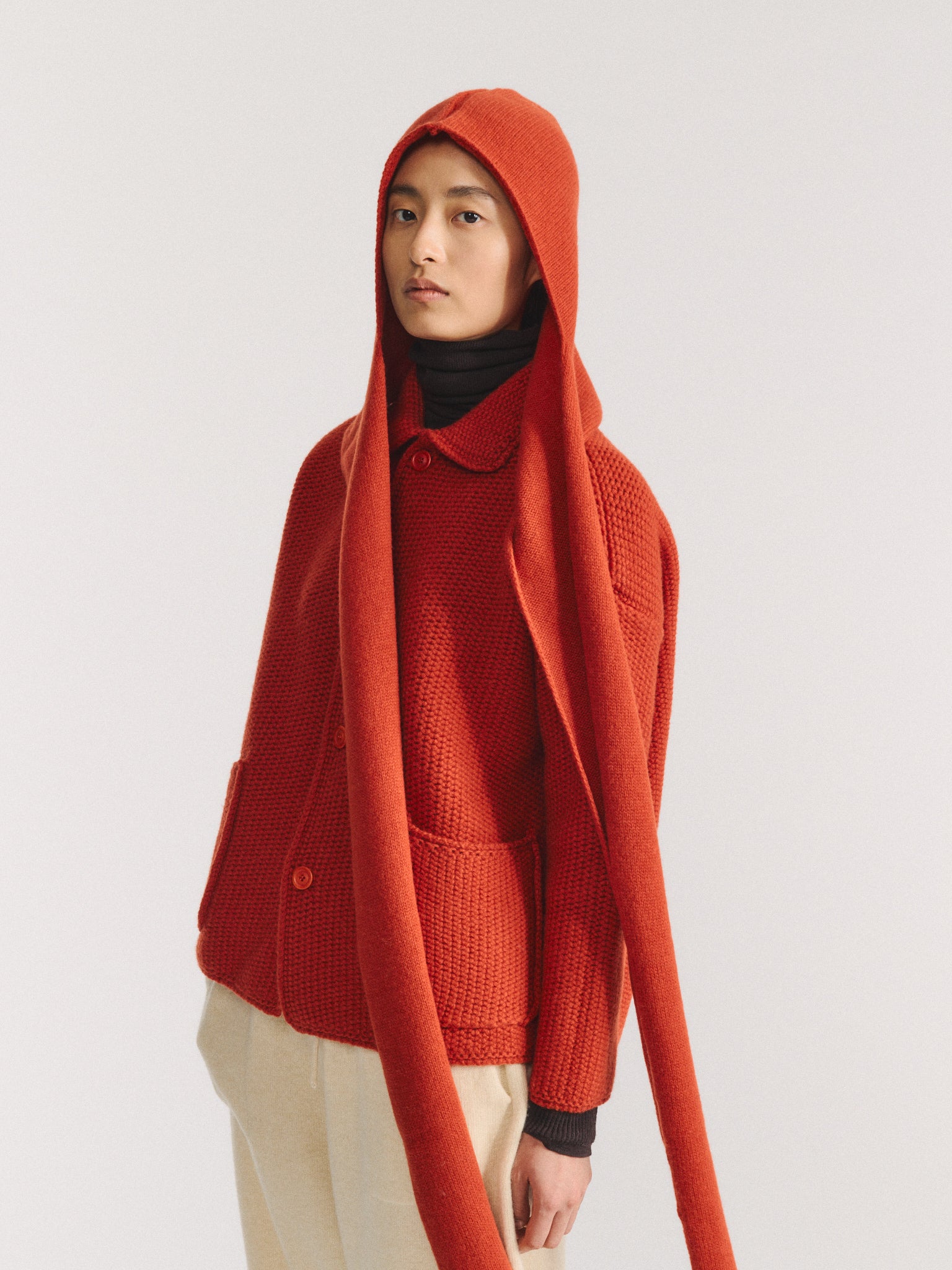 HOODED SCARF - WOOLY - TABASCO
