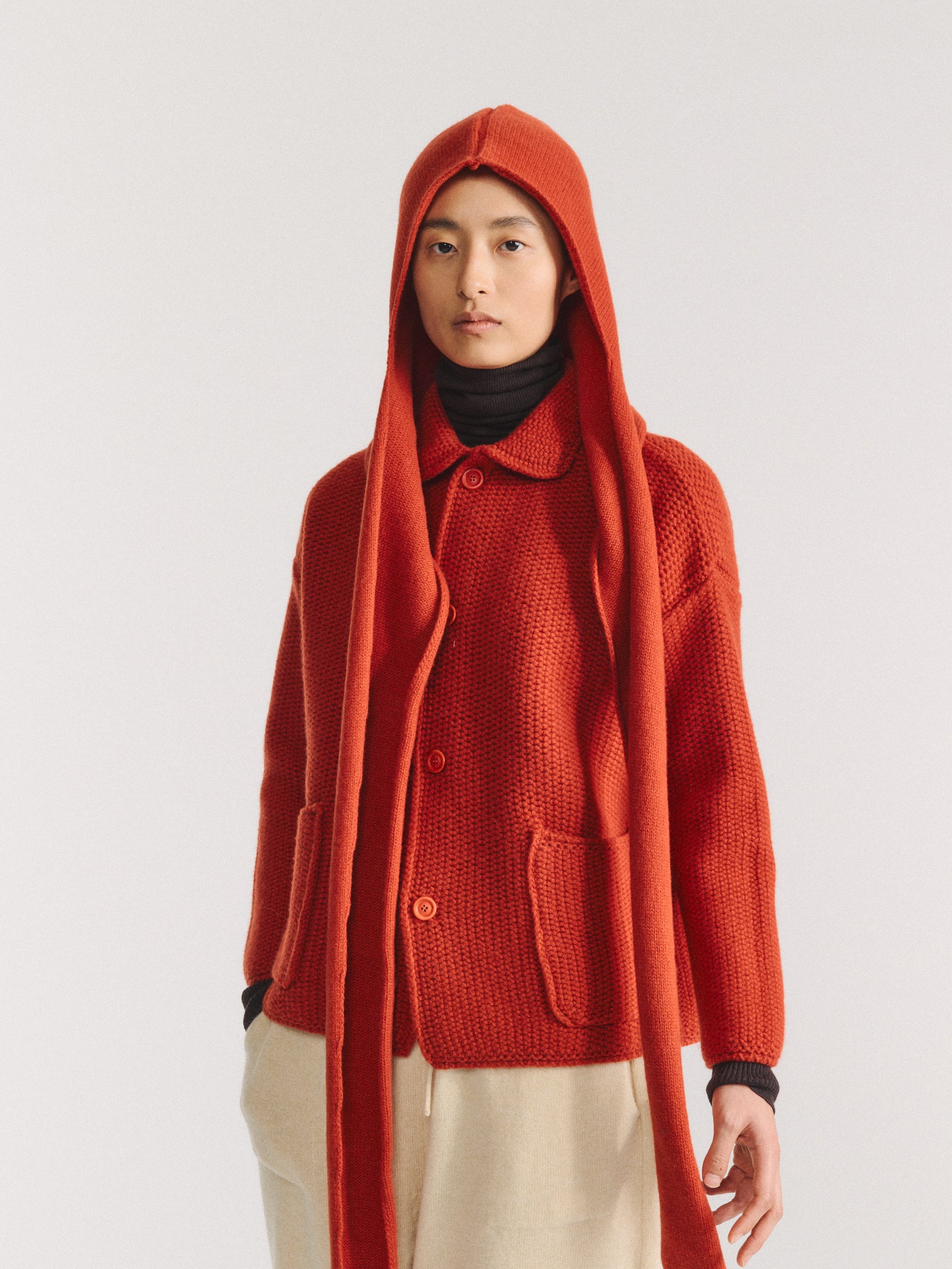 HOODED SCARF - WOOLY - TABASCO