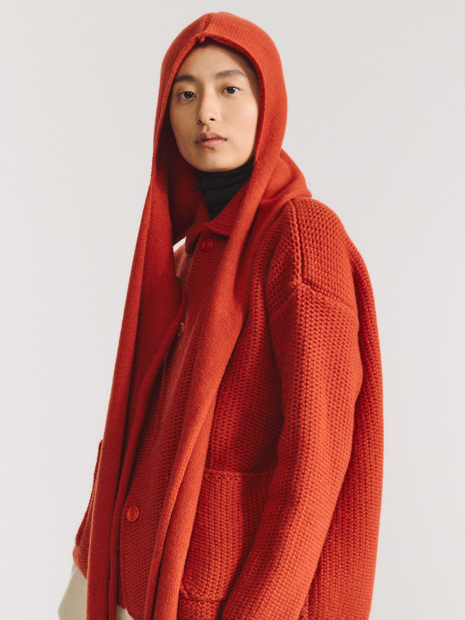 HOODED SCARF - WOOLY - TABASCO