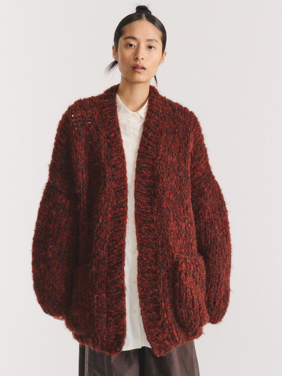 ELSA CARDIGAN - ALPA BRUSH - DARK BROWN / RUST