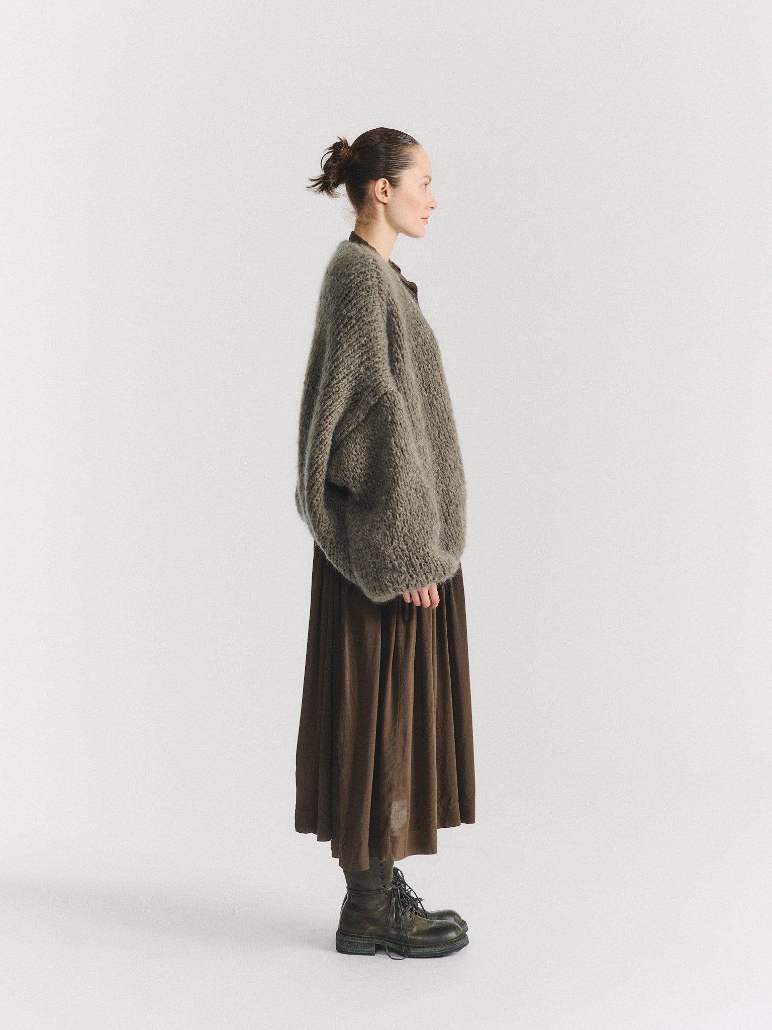 SHORT CARDIGAN - MOHAIR - KHAKI