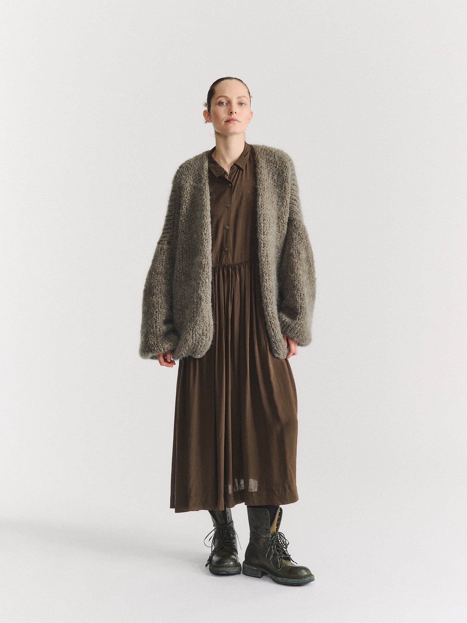 SHORT CARDIGAN - MOHAIR - KHAKI