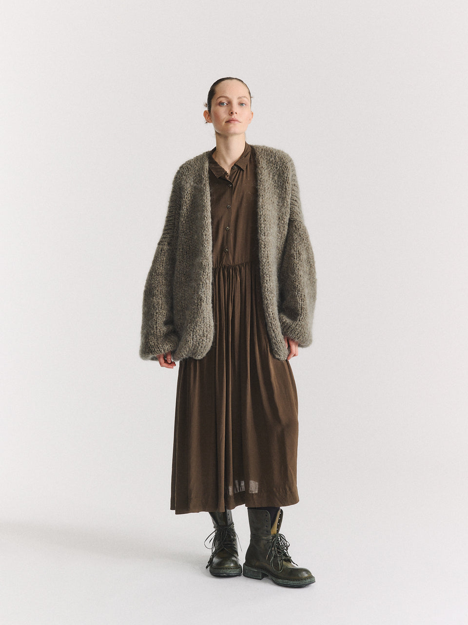 SHORT CARDIGAN - MOHAIR - KHAKI