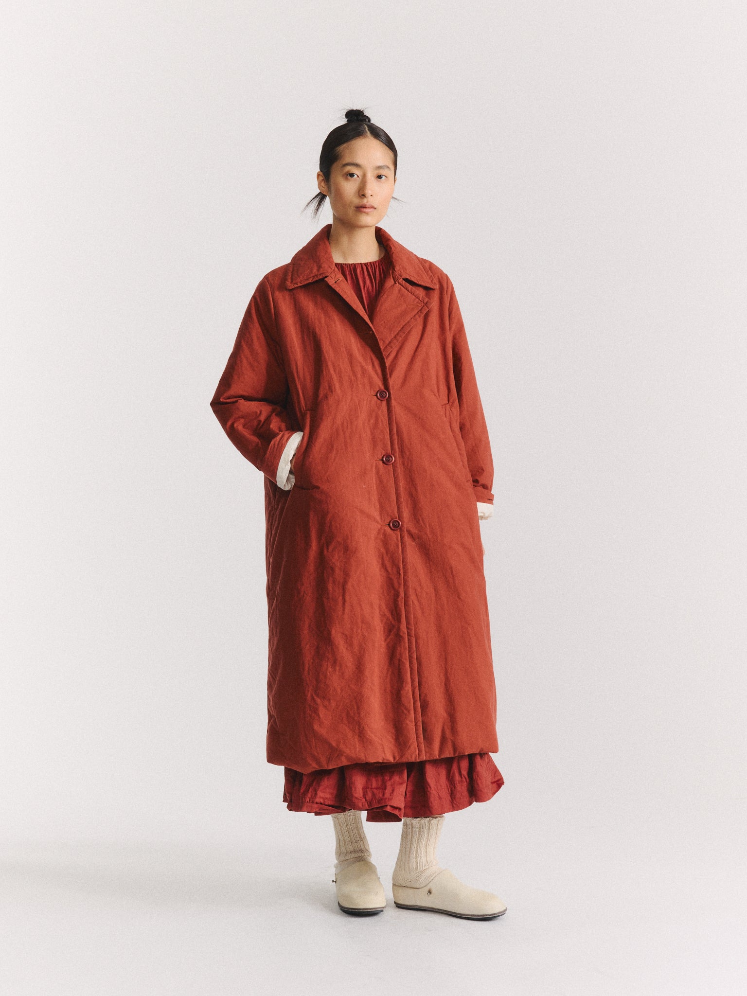 SALLY COAT - L WAX - TERRACOTTA