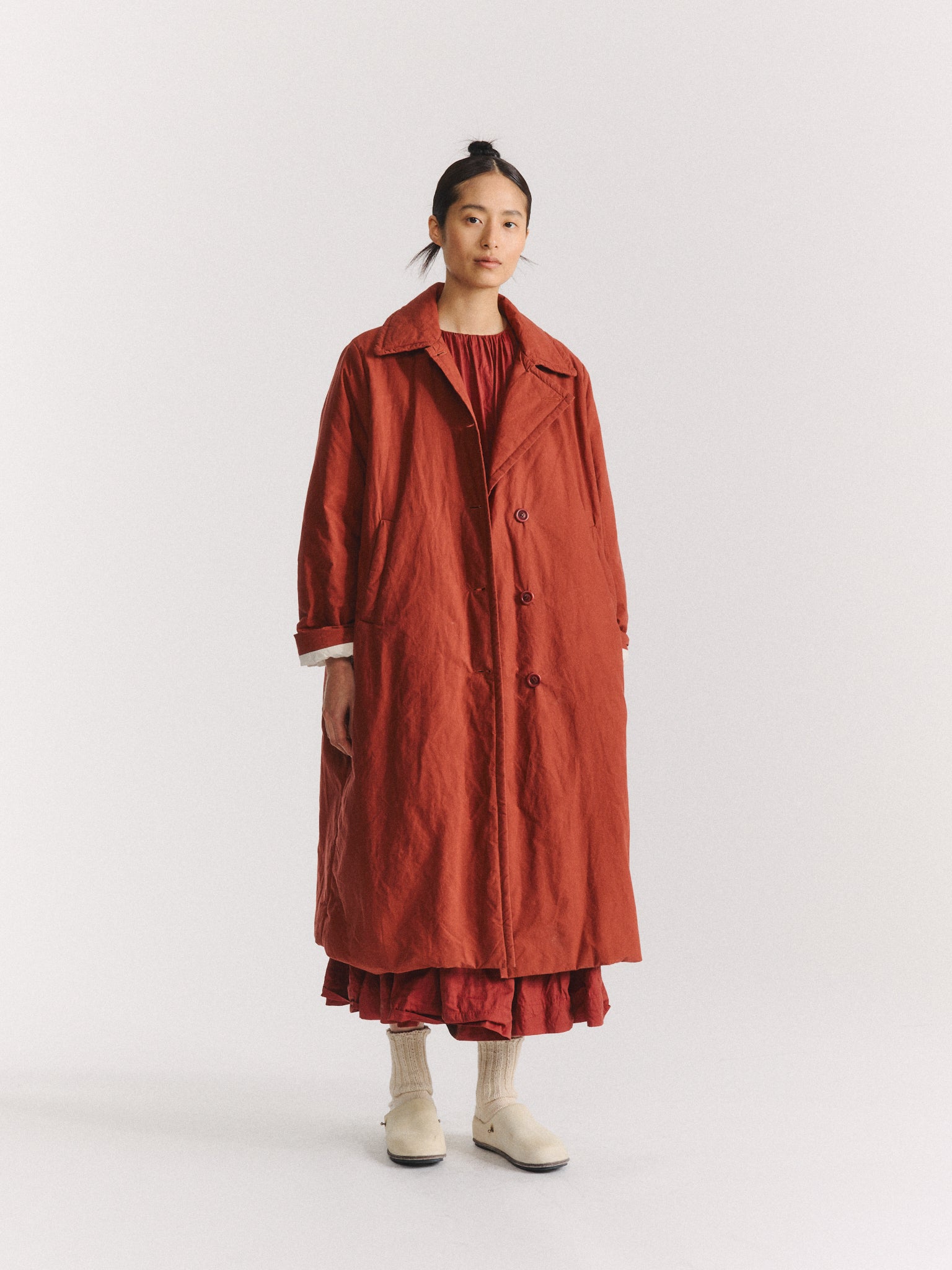 SALLY COAT - L WAX - TERRACOTTA