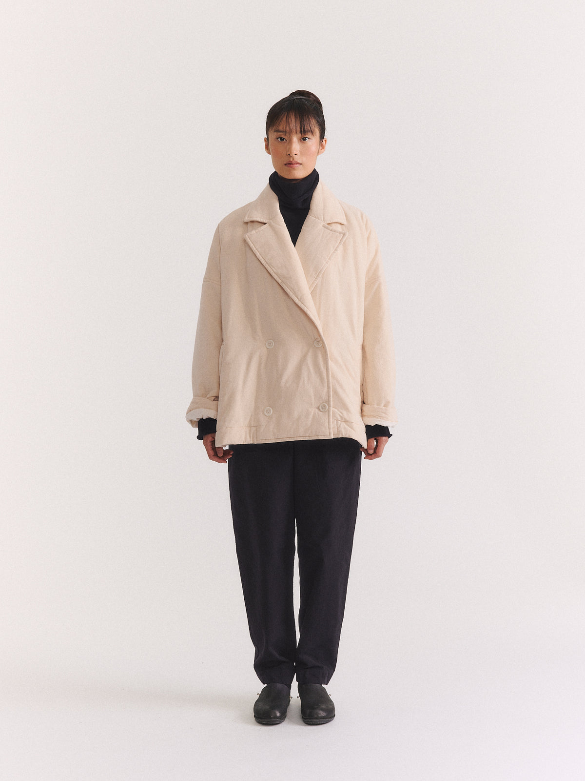 LUNA SHORT COAT - PIN CORD UNFINISHED - NATURAL