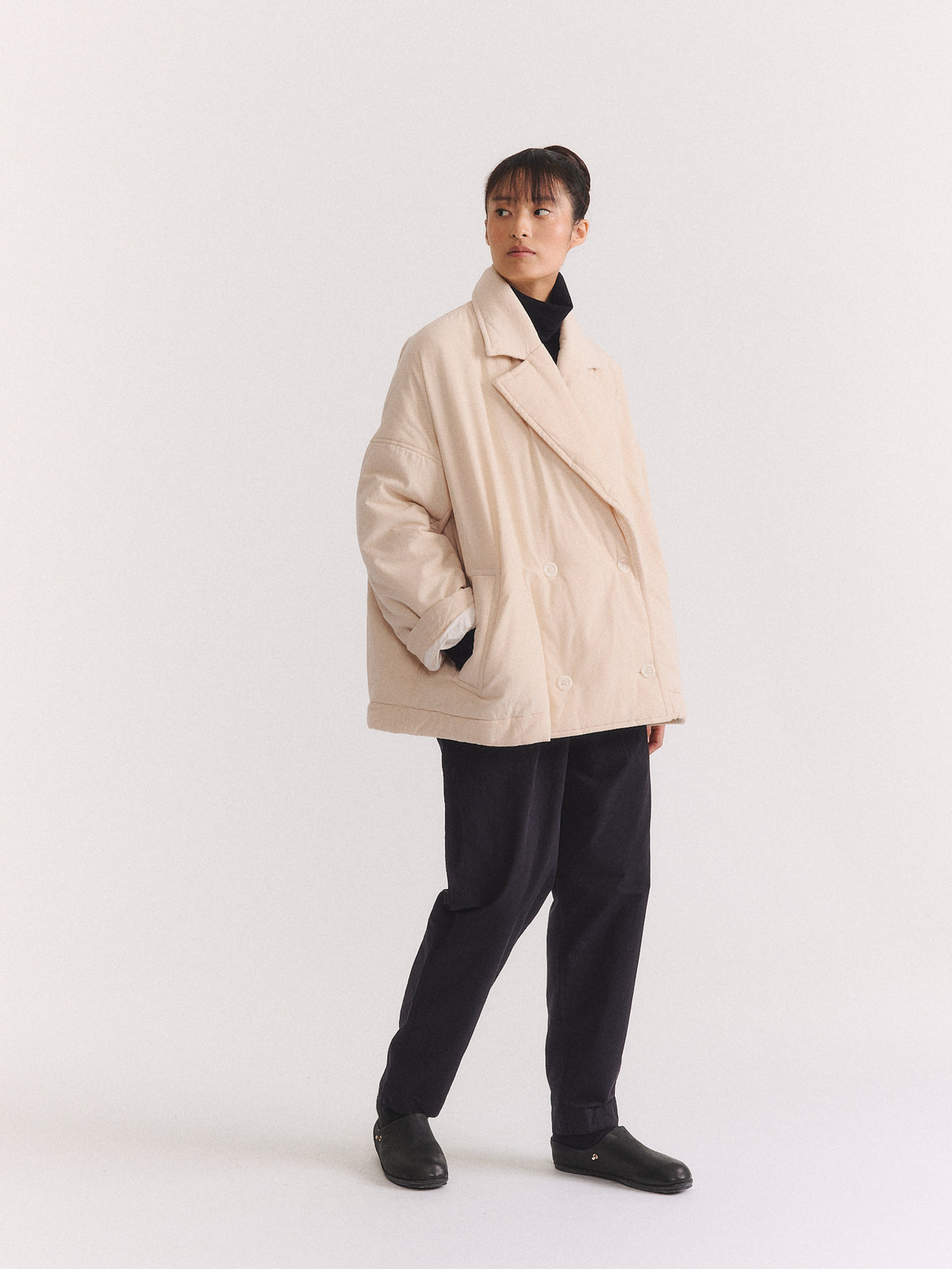 MANTEAU COURT LUNA - PIN CORD UNFINISHED - NATUREL