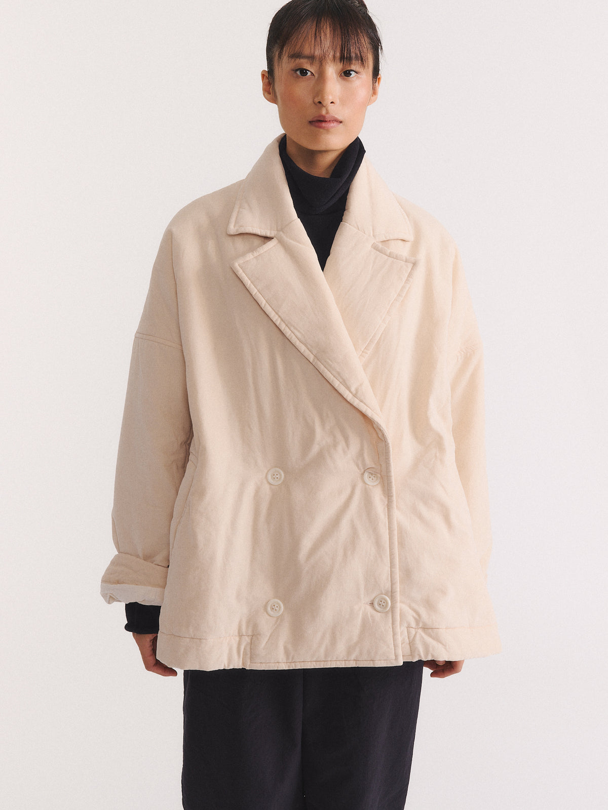 LUNA SHORT COAT - PIN CORD UNFINISHED - NATURAL