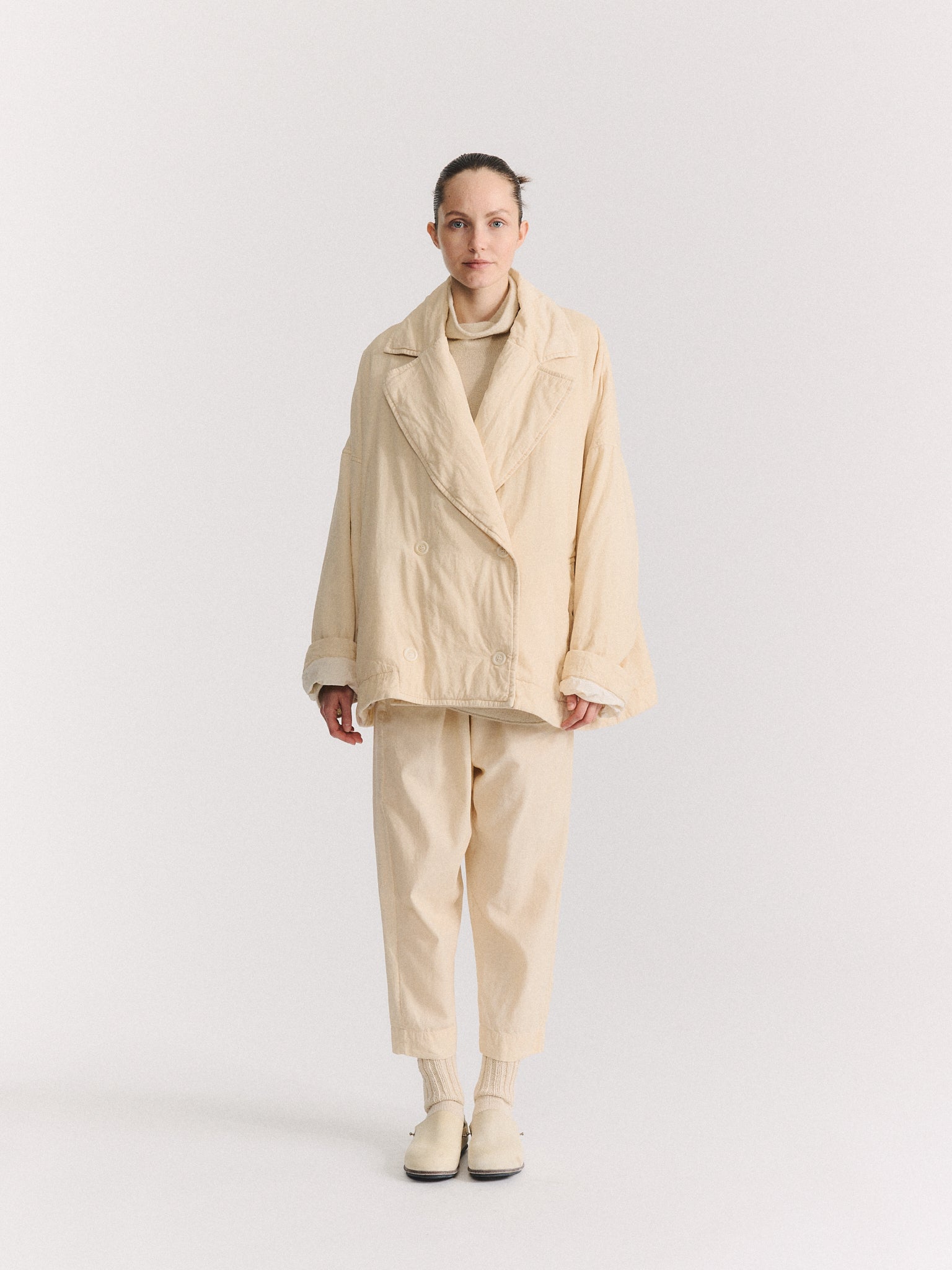 LUNA SHORT COAT - PIN CORD UNFINISHED - NATURAL