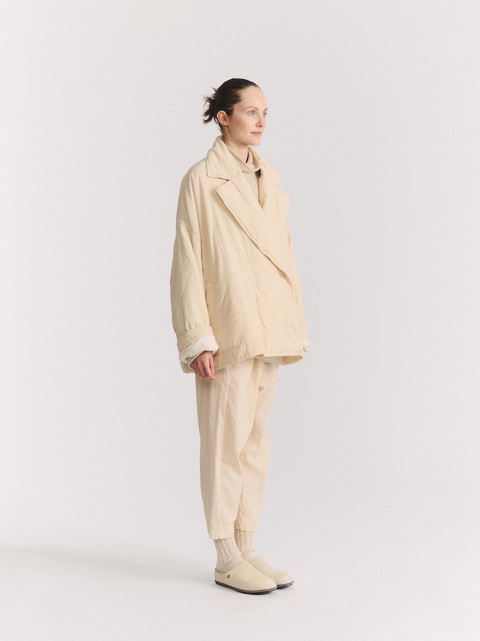 LUNA SHORT COAT - PIN CORD UNFINISHED - NATURAL