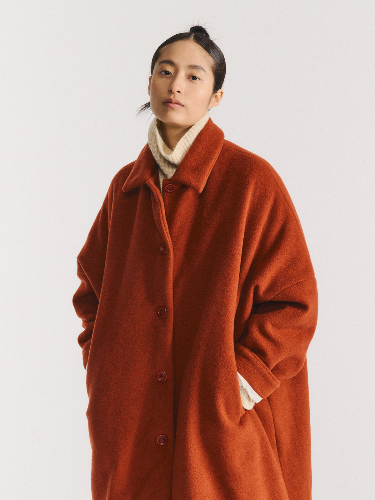 BIG BLOBBY COAT - HEAVY CASHEMERE - RUST