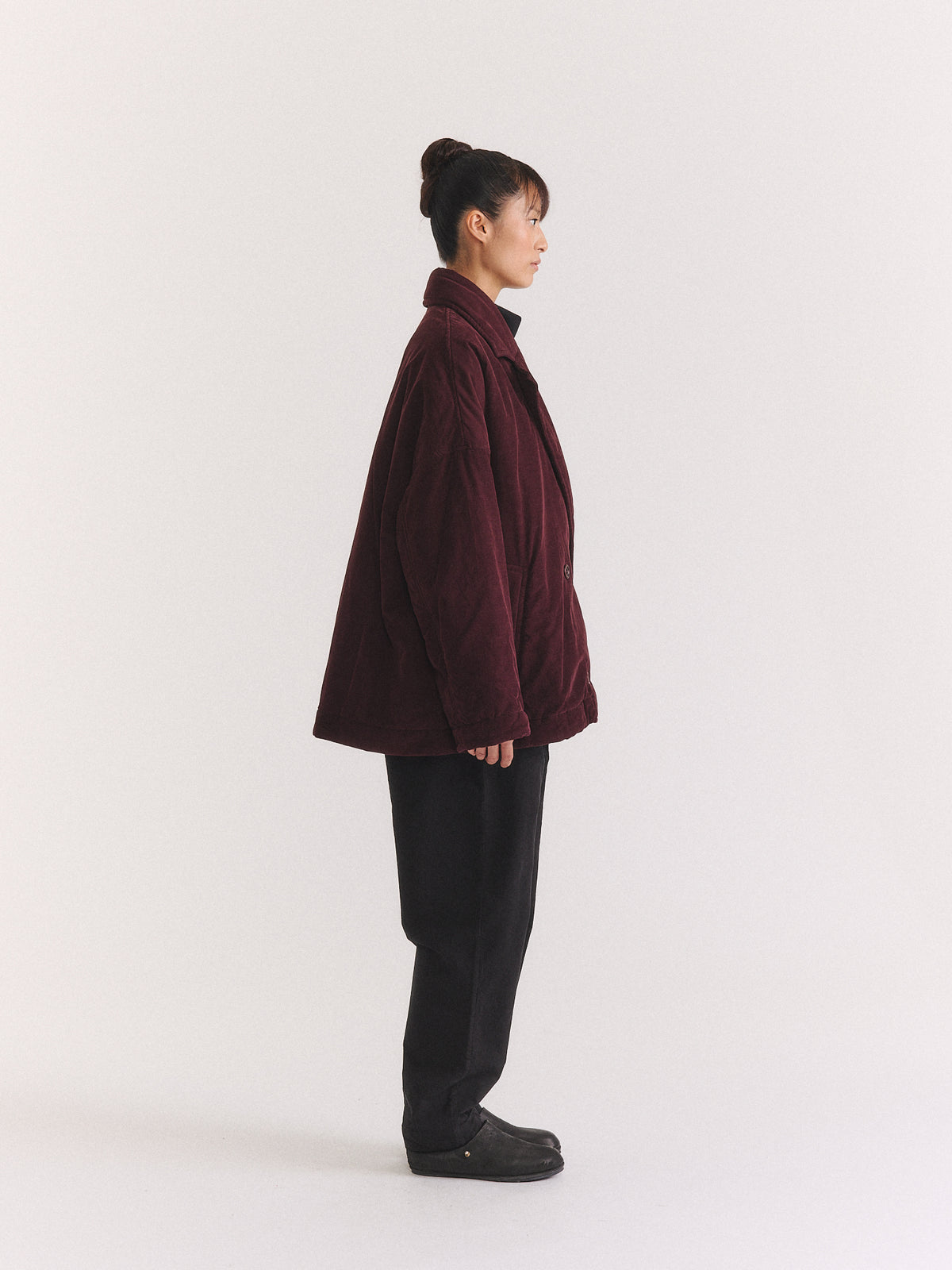 LUNA SHORT COAT - PIN CORD - BURGUNDY