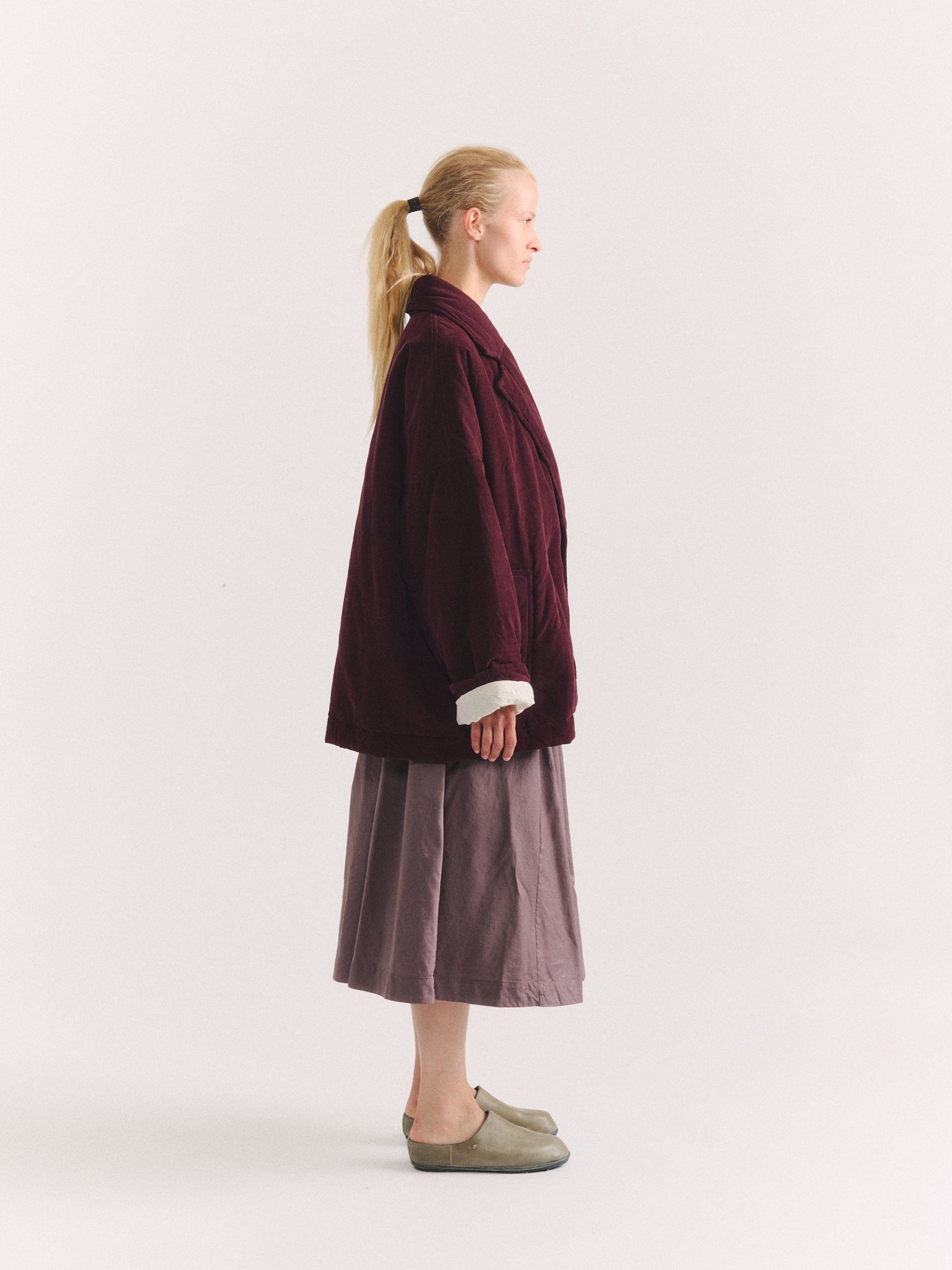 LUNA SHORT COAT - PIN CORD - BURGUNDY