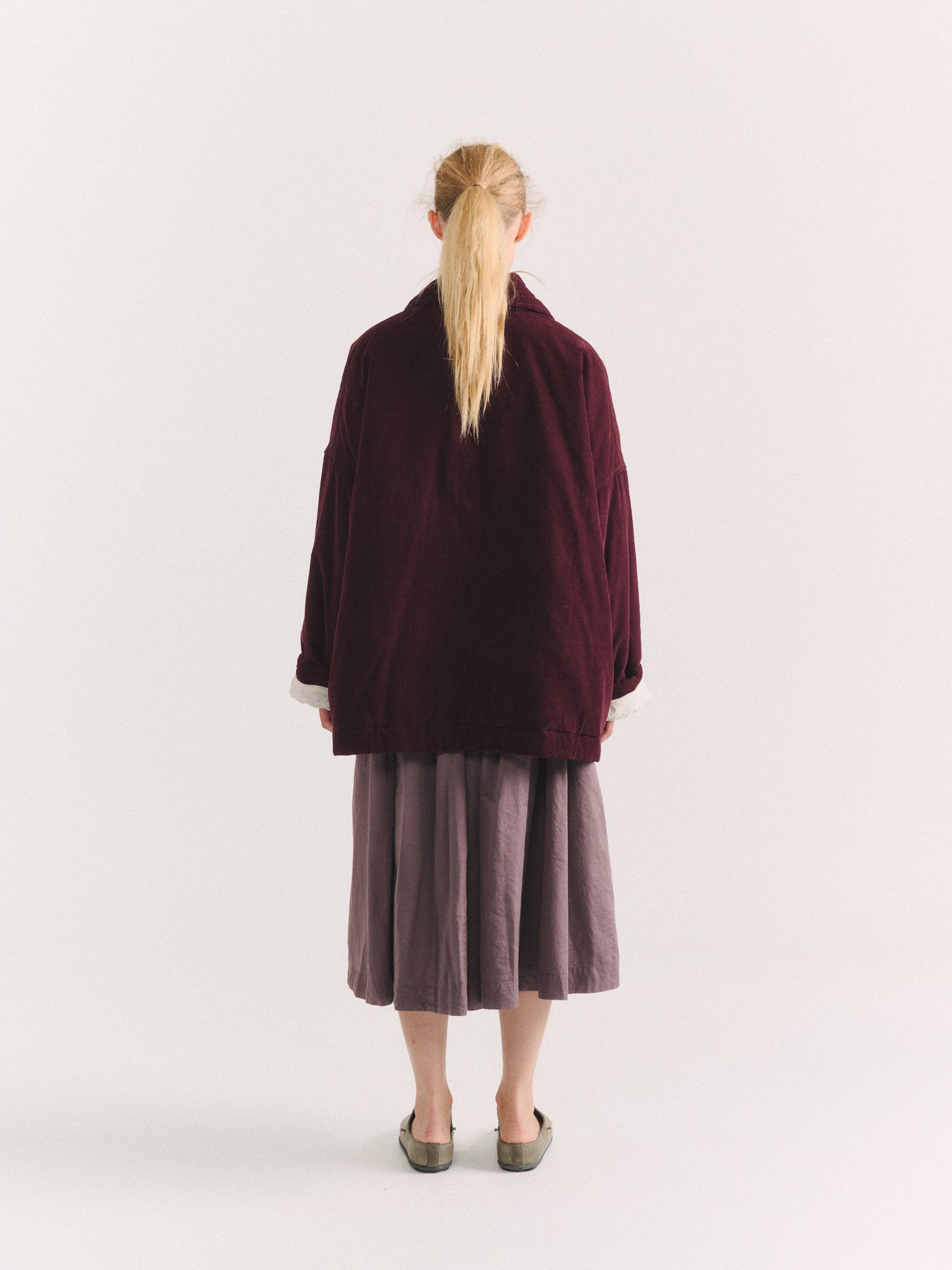 LUNA SHORT COAT - PIN CORD - BURGUNDY
