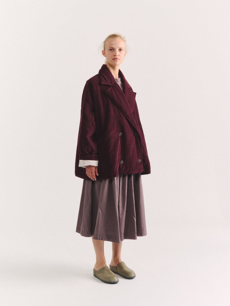 LUNA SHORT COAT - PIN CORD - BURGUNDY
