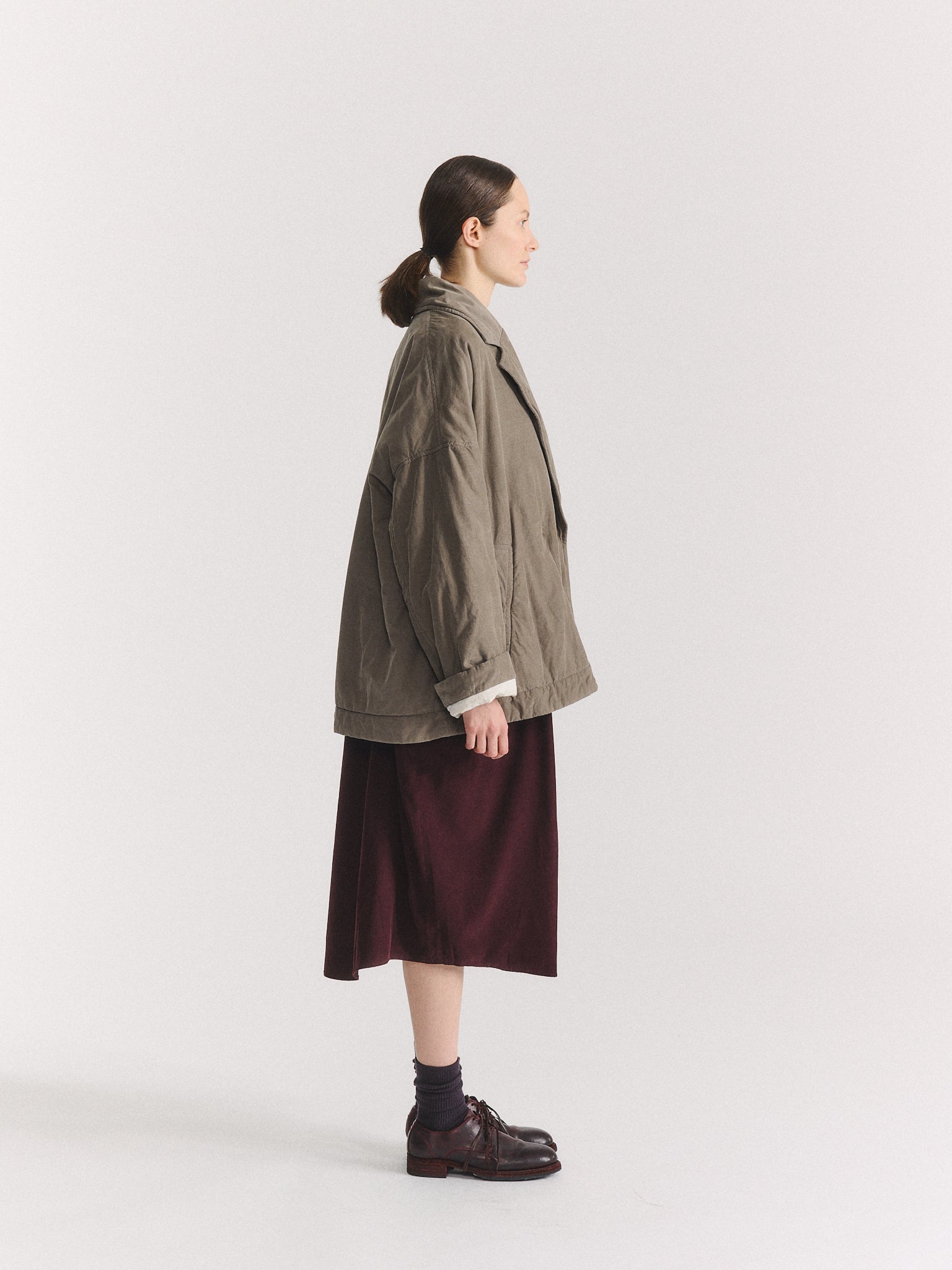 MANTEAU COURT LUNA - PIN CORD - KAKI CLAIR
