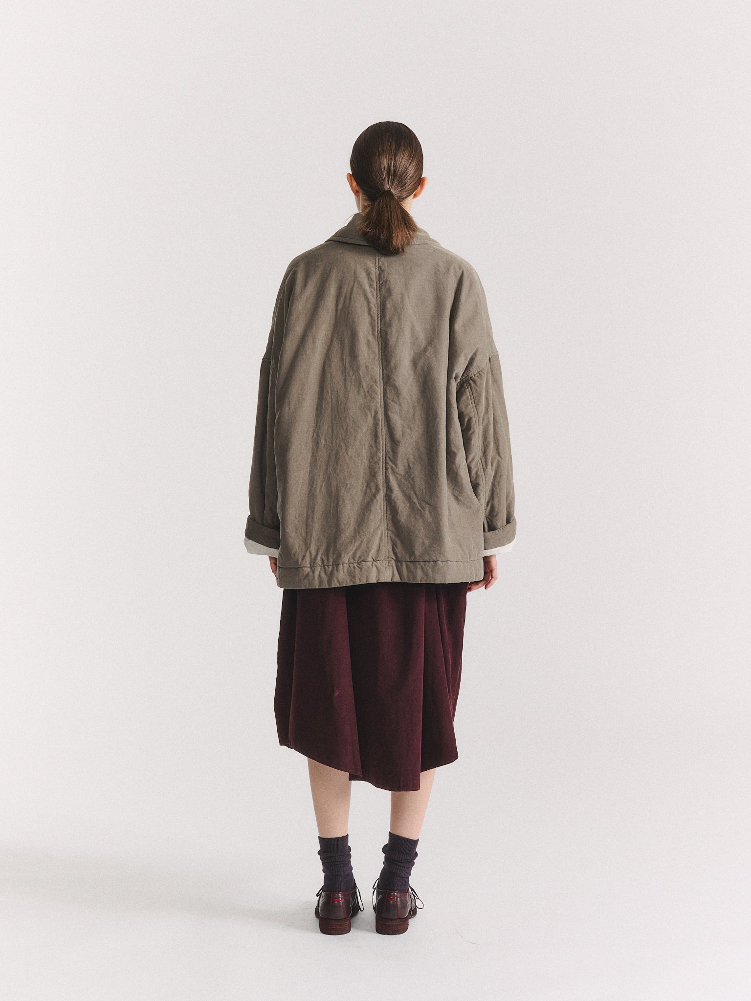 MANTEAU COURT LUNA - PIN CORD - KAKI CLAIR