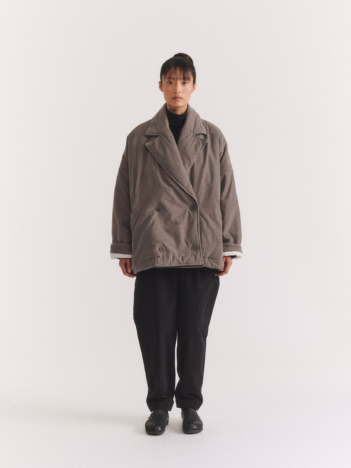LUNA SHORT  COAT - PIN CORD - LIGHT KHAKI