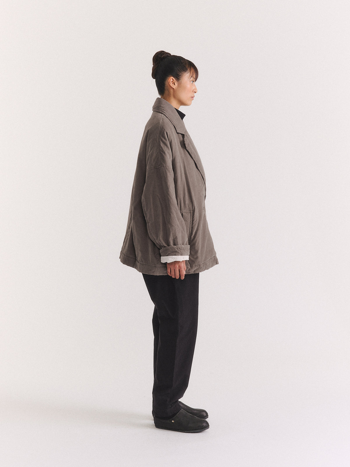 LUNA SHORT  COAT - PIN CORD - LIGHT KHAKI