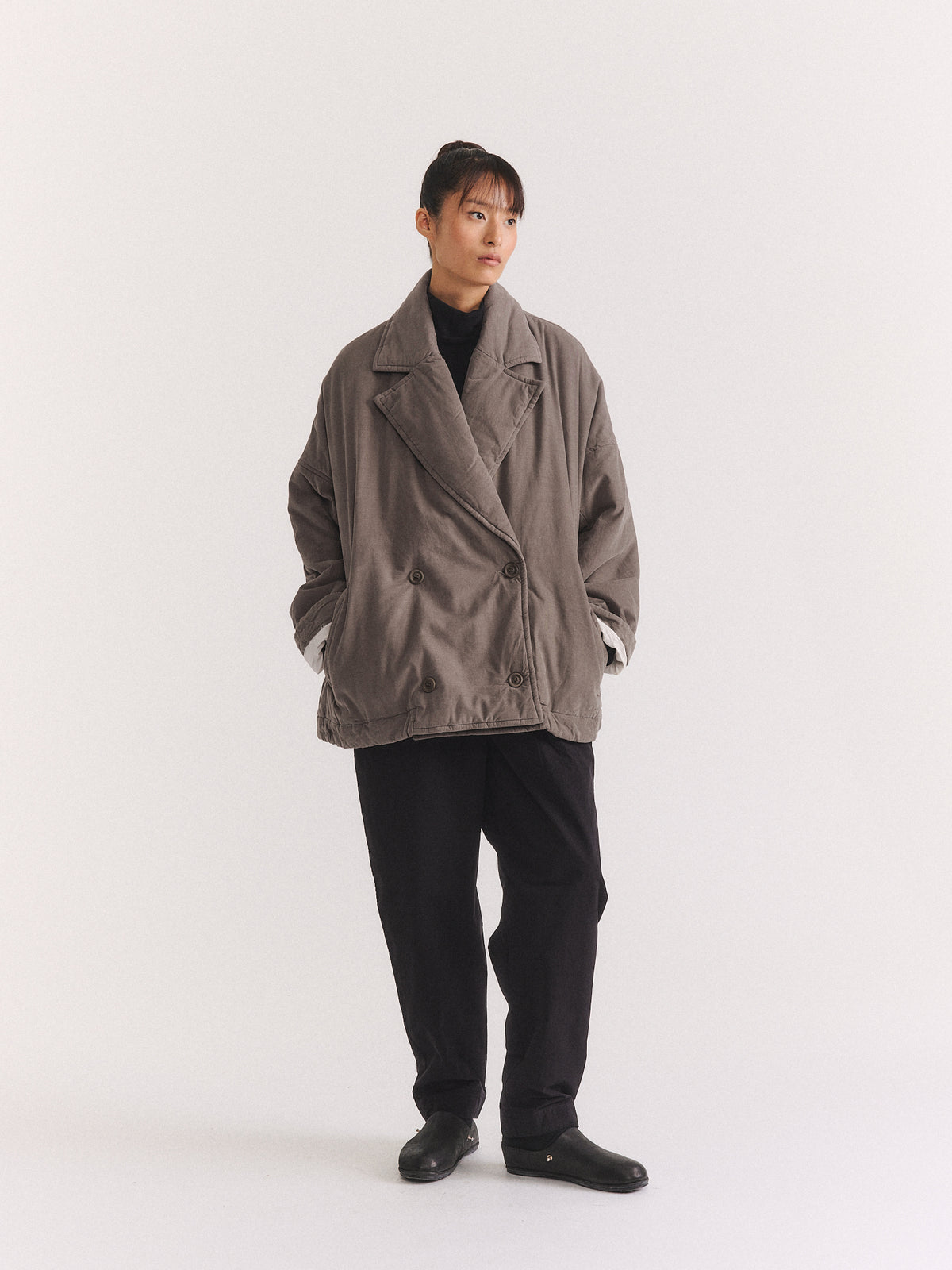 LUNA SHORT  COAT - PIN CORD - LIGHT KHAKI