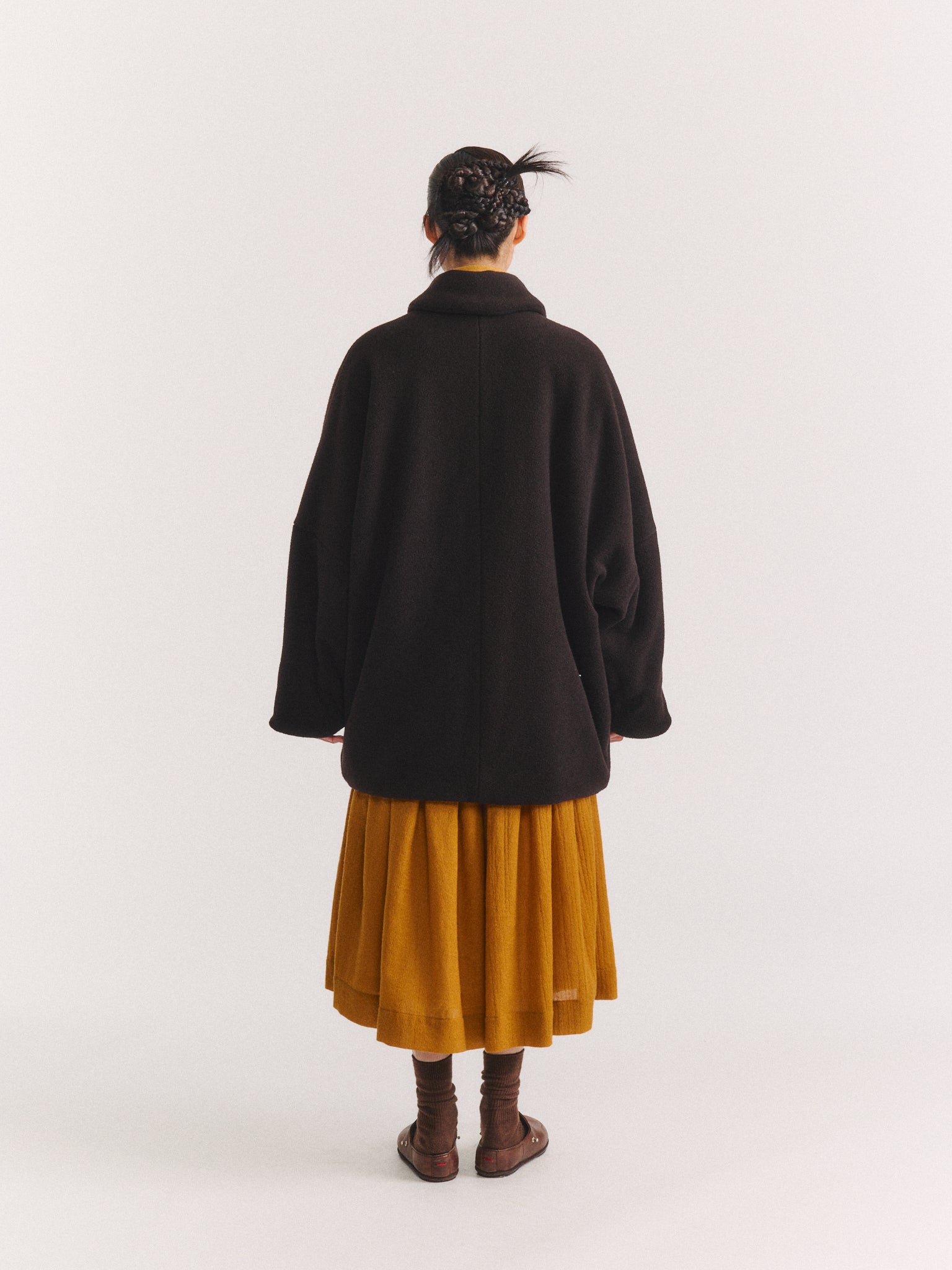 TRIANGLE COAT - HEAVY CASHEMRE - DARK BROWN