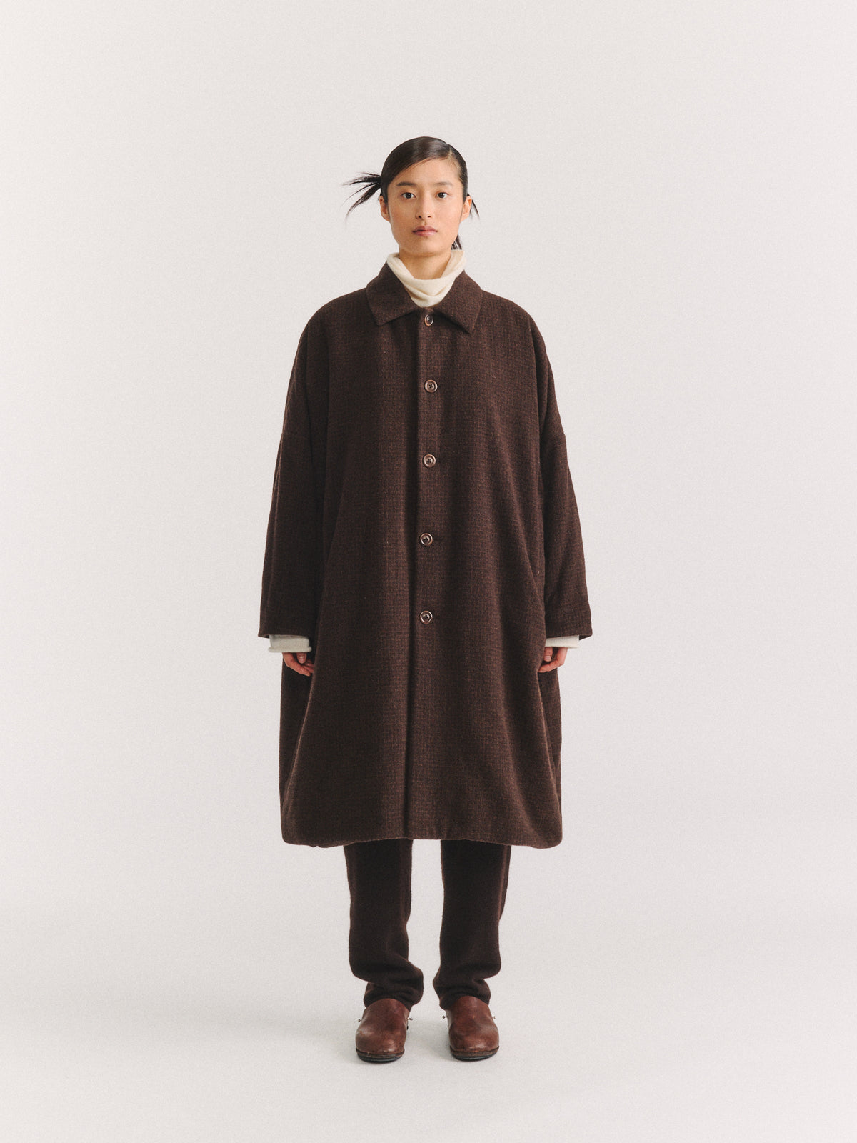BIG BLOBBY COAT - PIN CHECK - BROWN CHECK