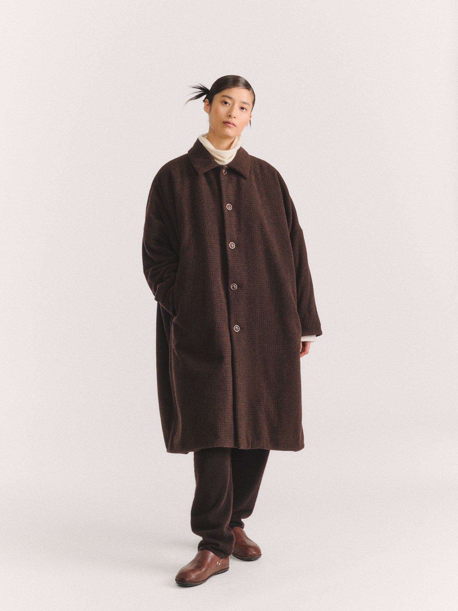 BIG BLOBBY COAT - PIN CHECK - BROWN CHECK