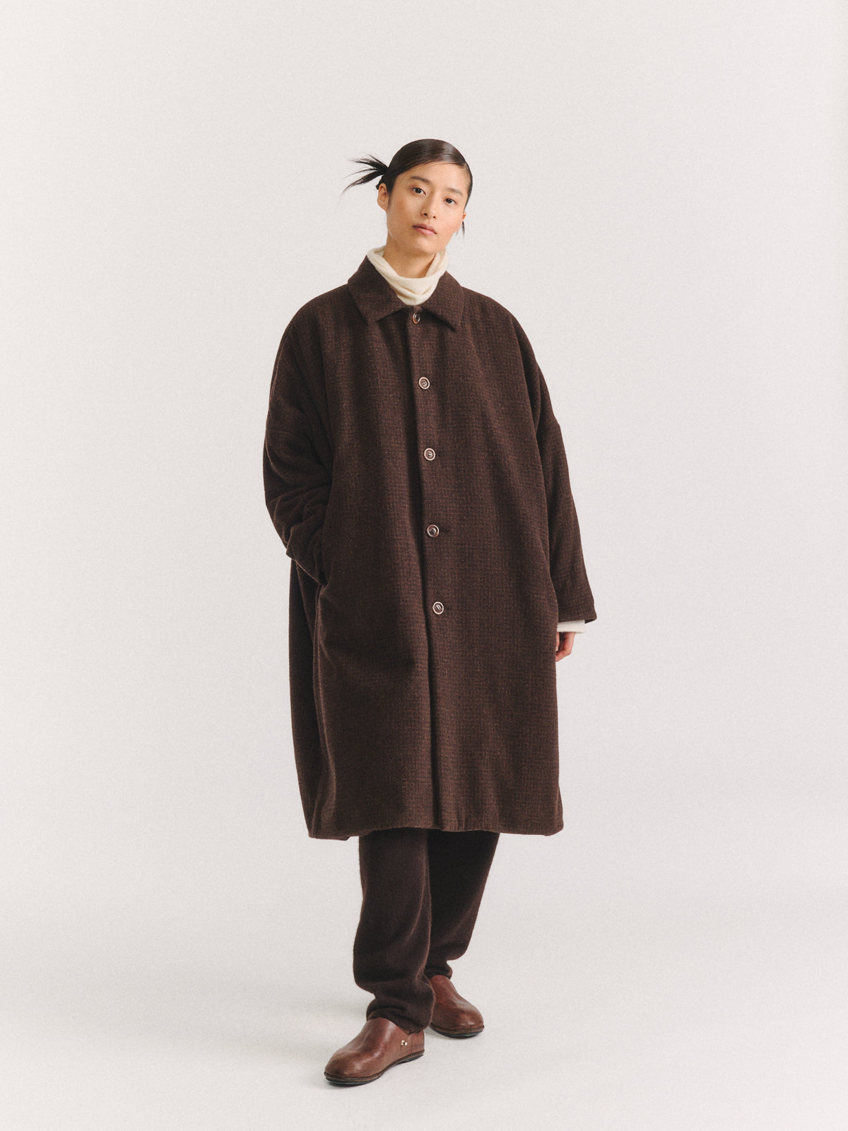 BIG BLOBBY COAT - PIN CHECK - BROWN CHECK