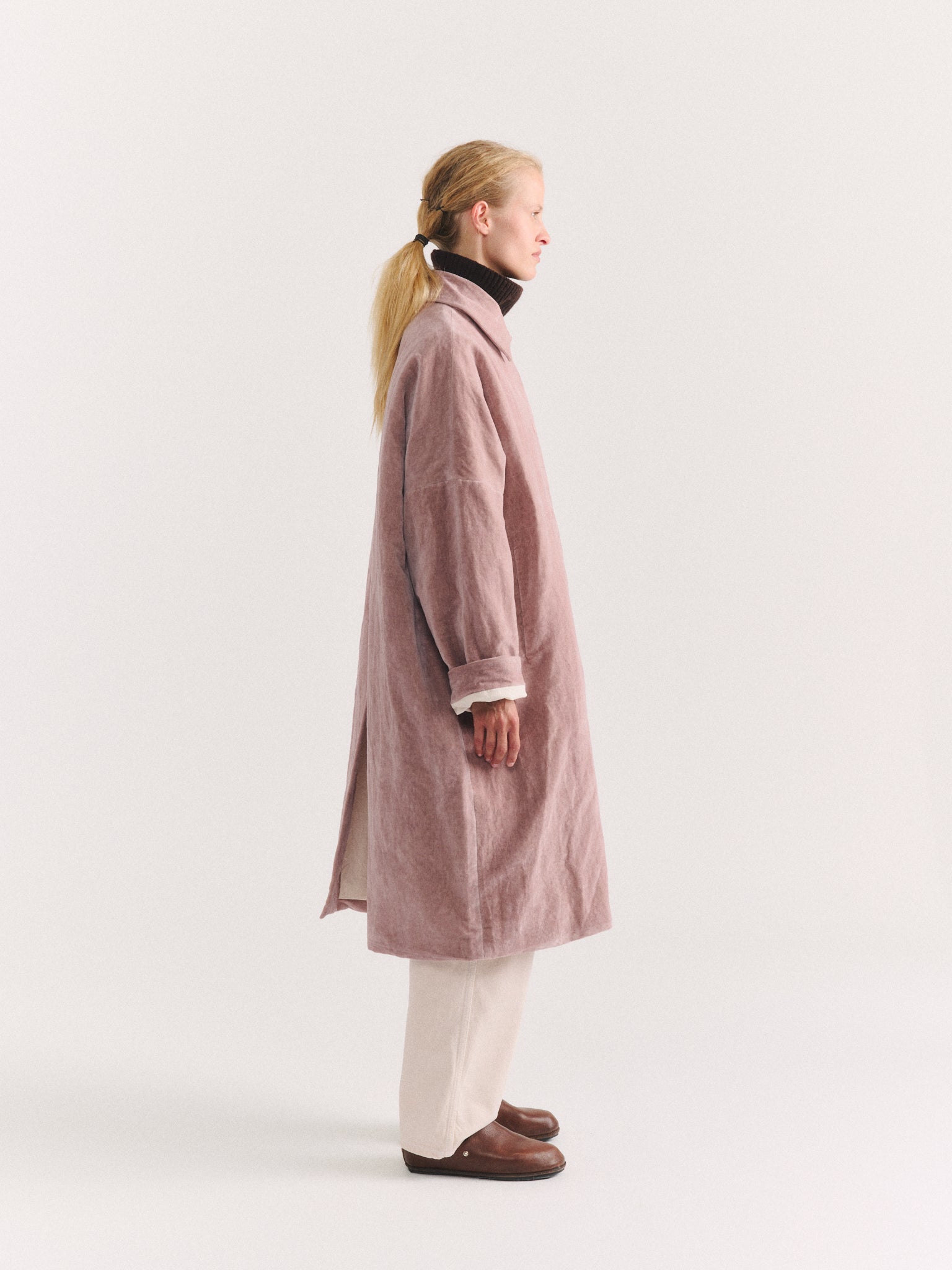 BIG BLOBBY COAT - MID VELVET - DUSTY PINK