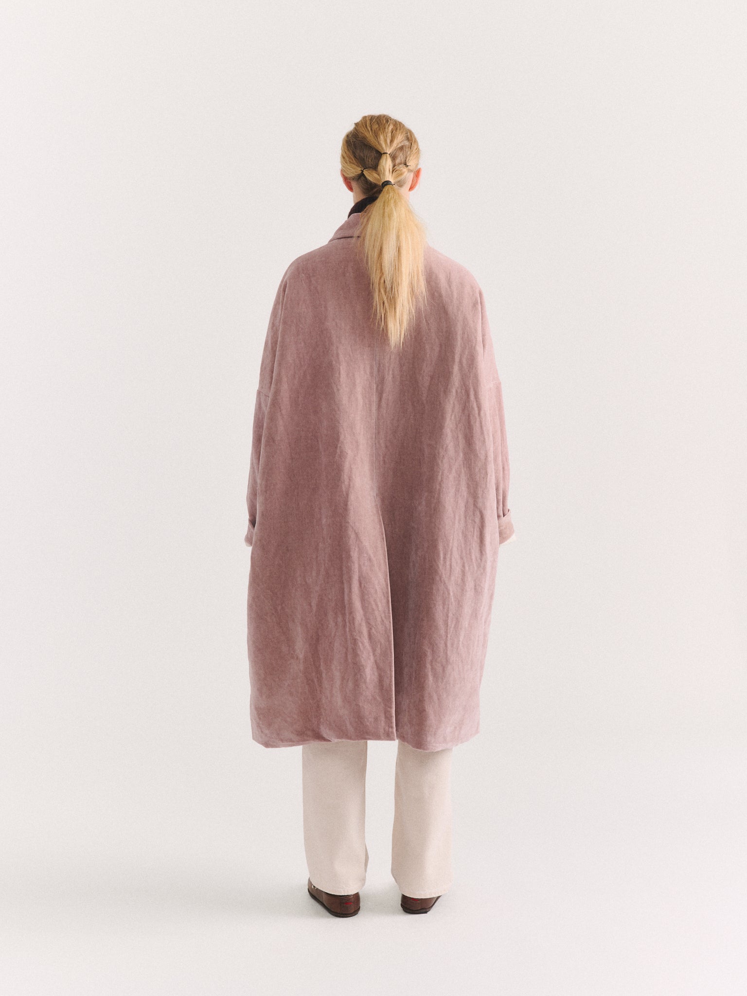 BIG BLOBBY COAT - MID VELVET - DUSTY PINK