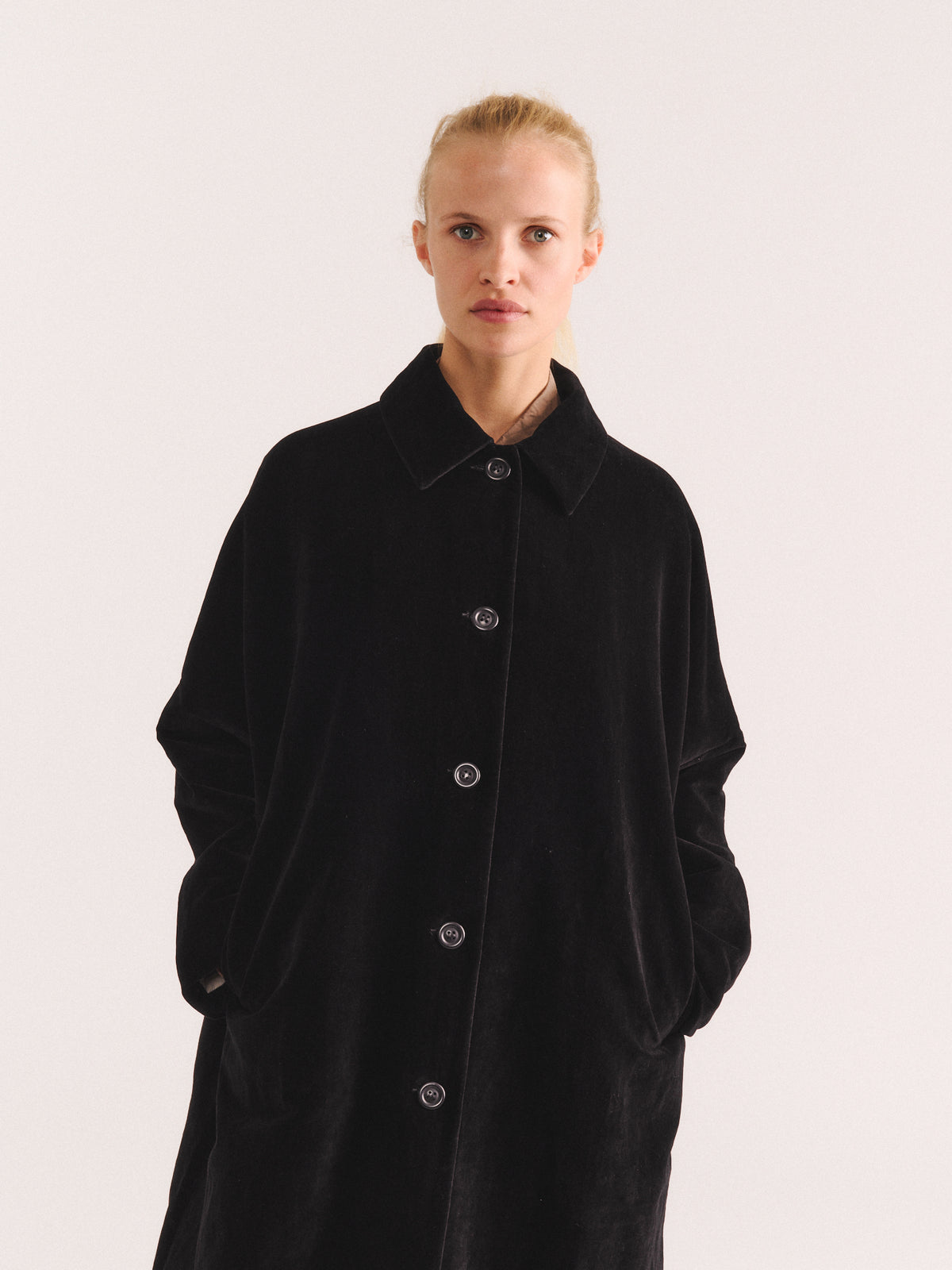 MANTEAU BIG BLOBBY - MID VELVET - NOIR