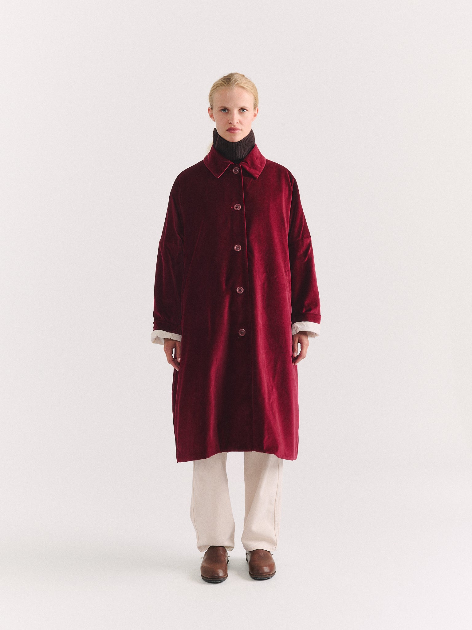 BIG BLOBBY COAT - VELVET - WINE