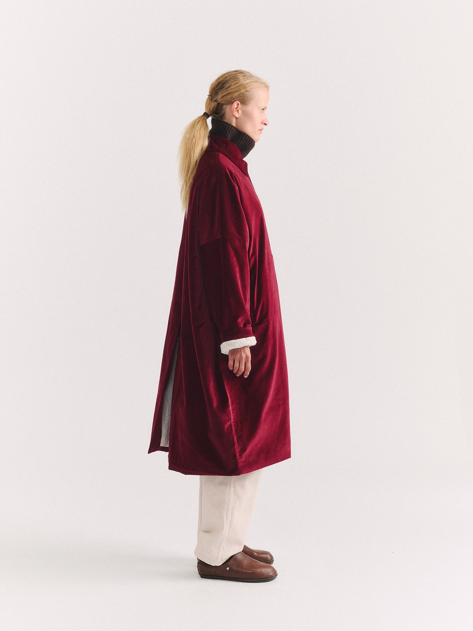 BIG BLOBBY COAT - VELVET - WINE
