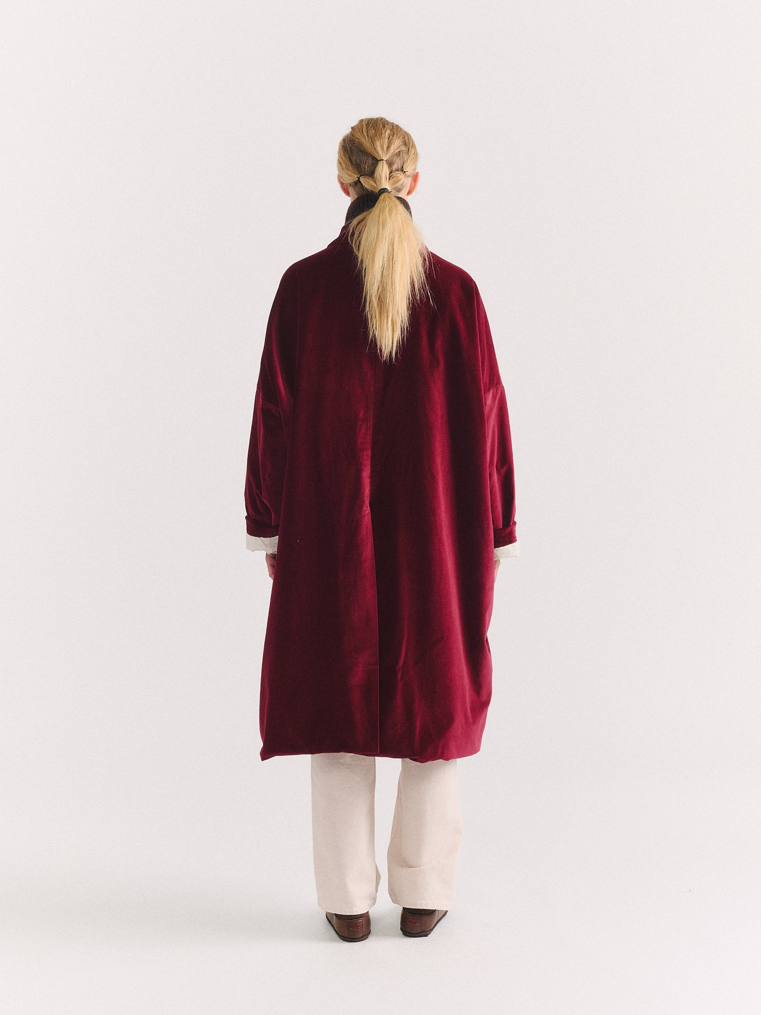 BIG BLOBBY COAT - VELVET - WINE