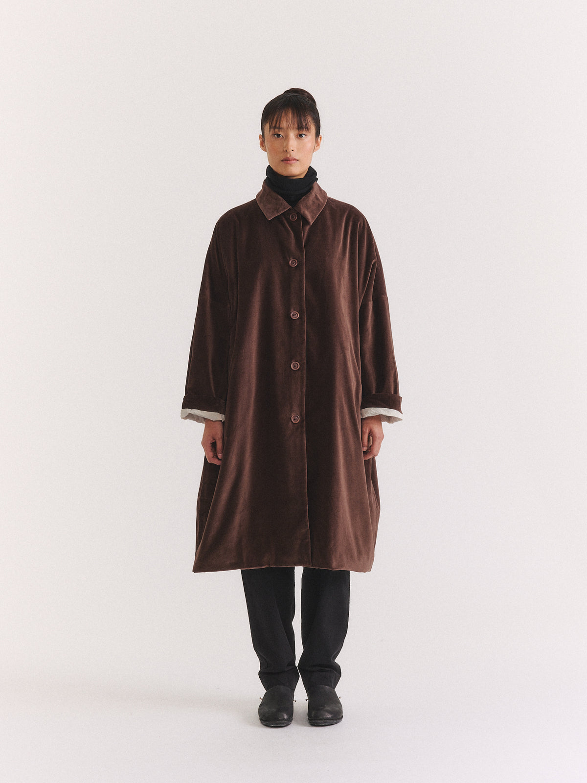 MANTEAU BIG BLOBBY - VELOURS - BRUN