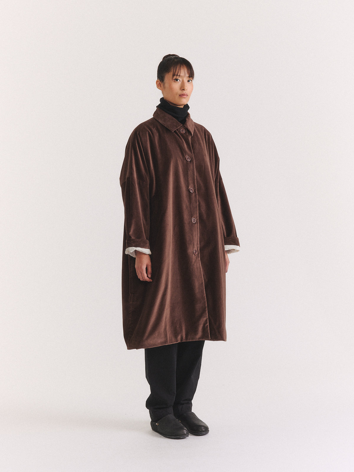 MANTEAU BIG BLOBBY - VELOURS - BRUN