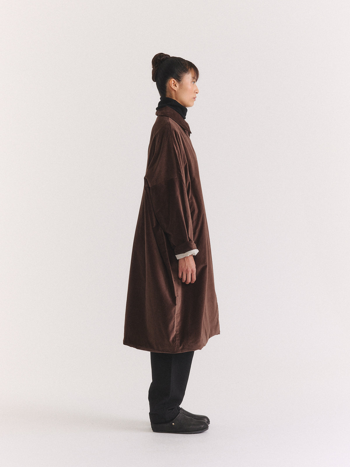MANTEAU BIG BLOBBY - VELOURS - BRUN