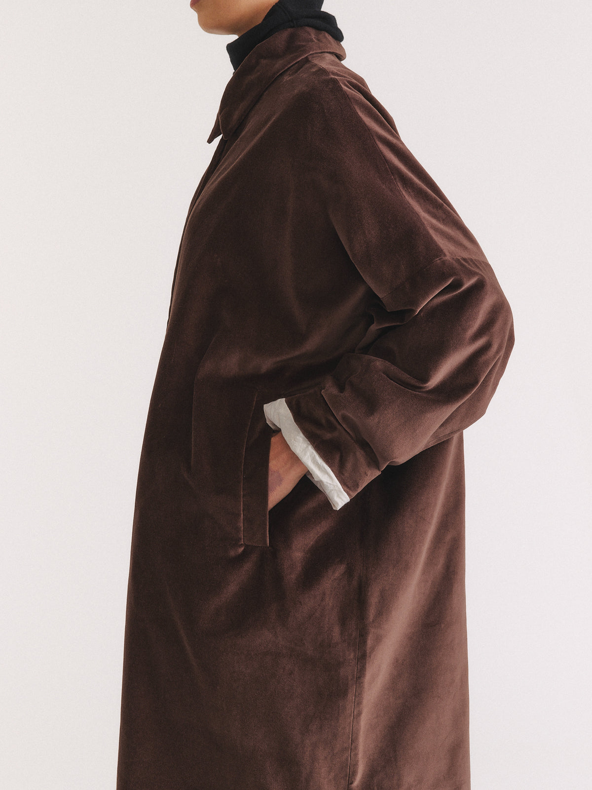 MANTEAU BIG BLOBBY - VELOURS - BRUN