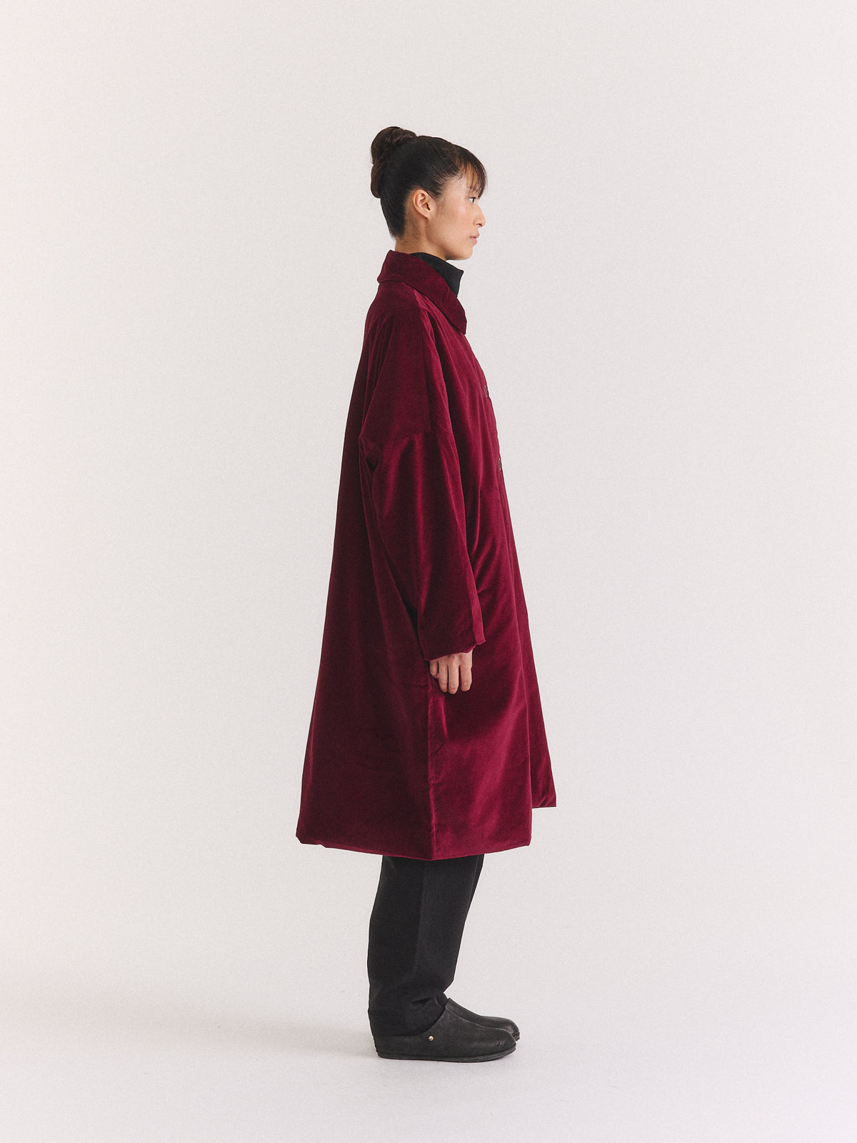 MANTEAU BIG BLOBBY - VELOURS - VIN