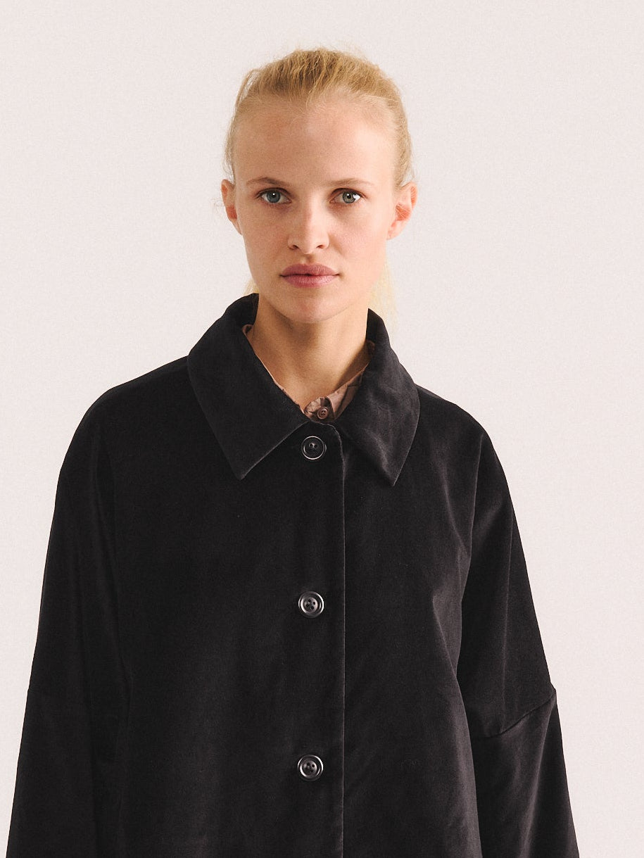 BIG BLOBBY COAT - VELVET - BLACK