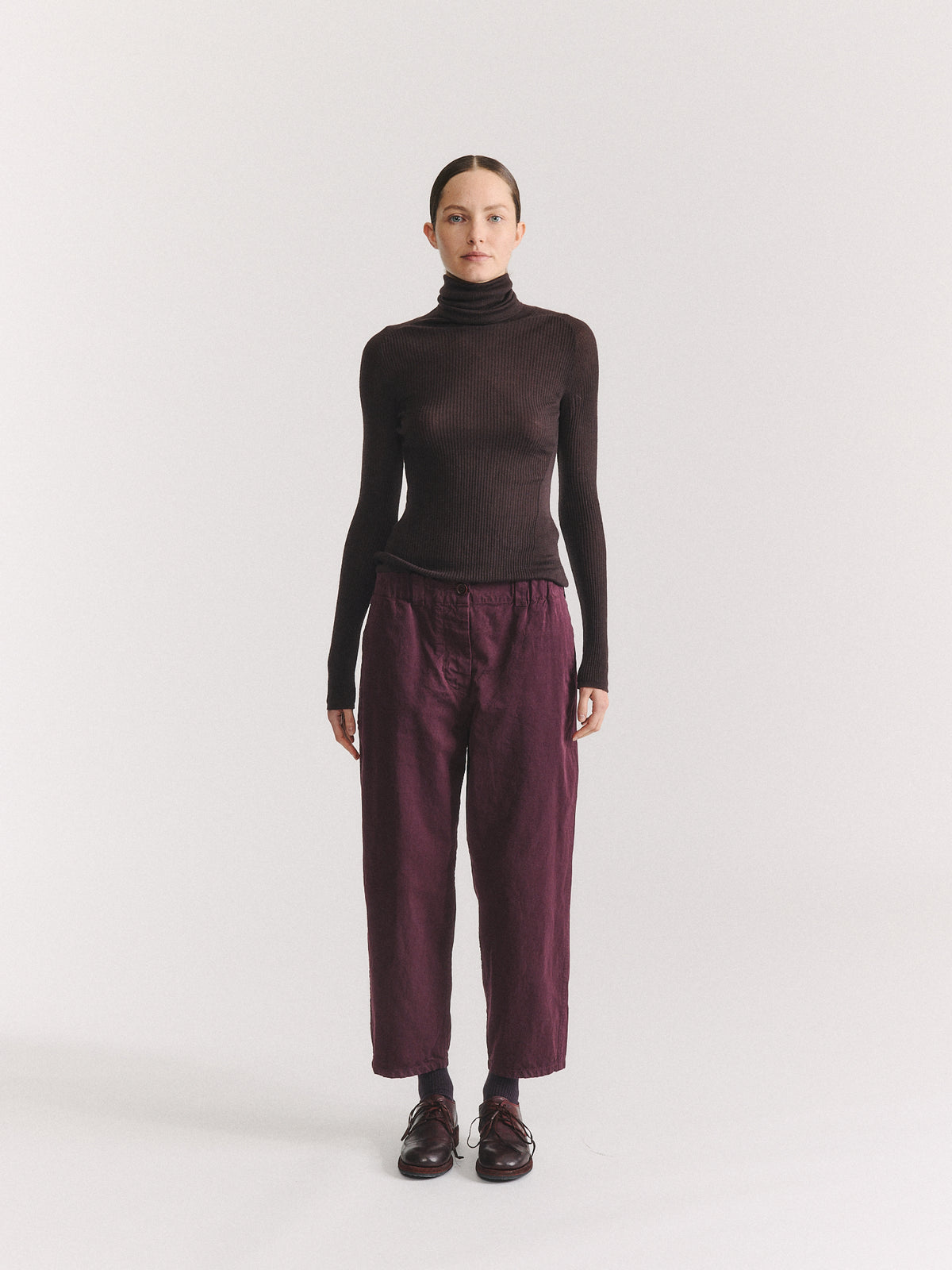 WARREN PANT - DOUBLE COT - MAHOGANY
