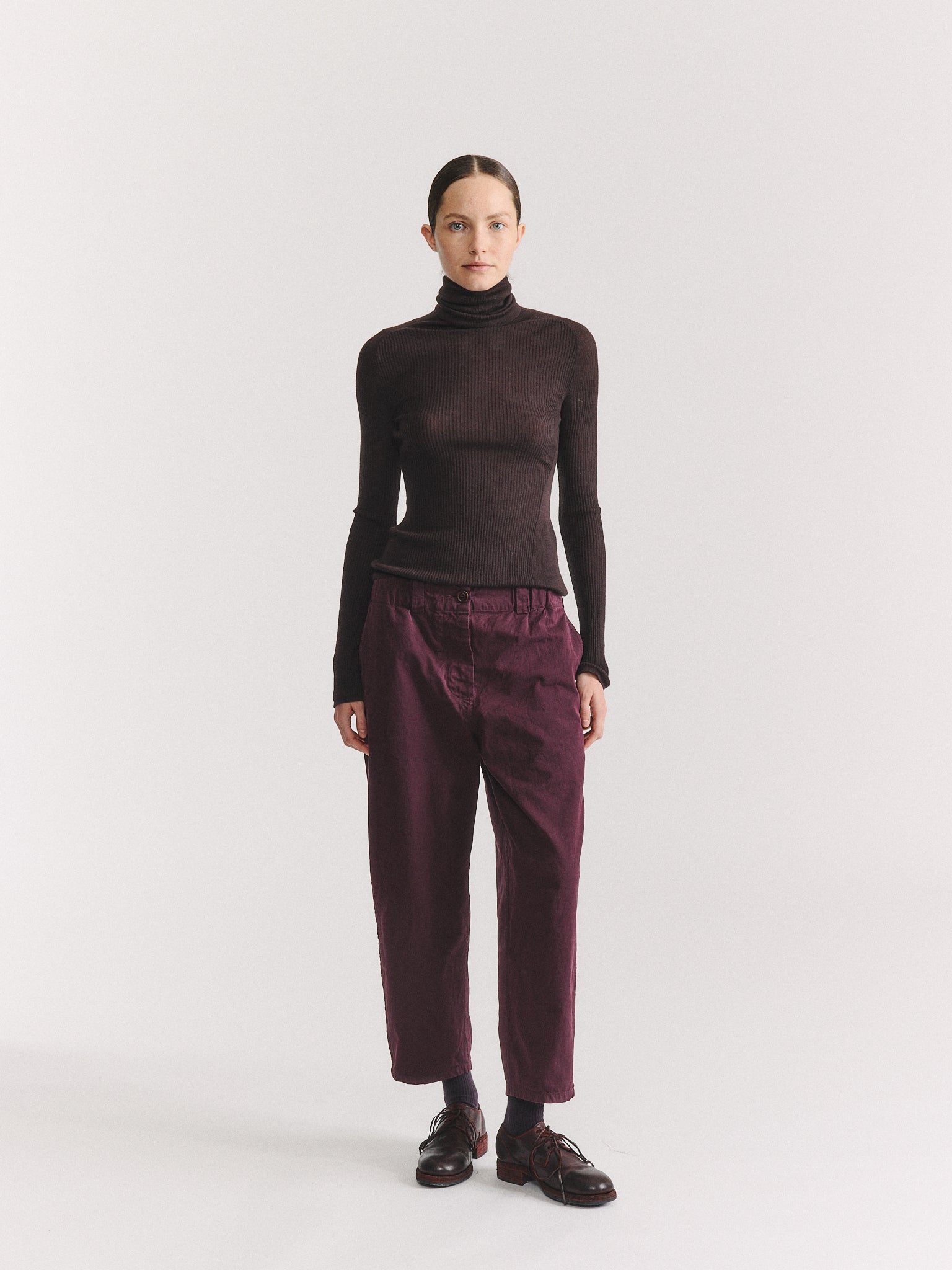 WARREN PANT - DOUBLE COT - MAHOGANY