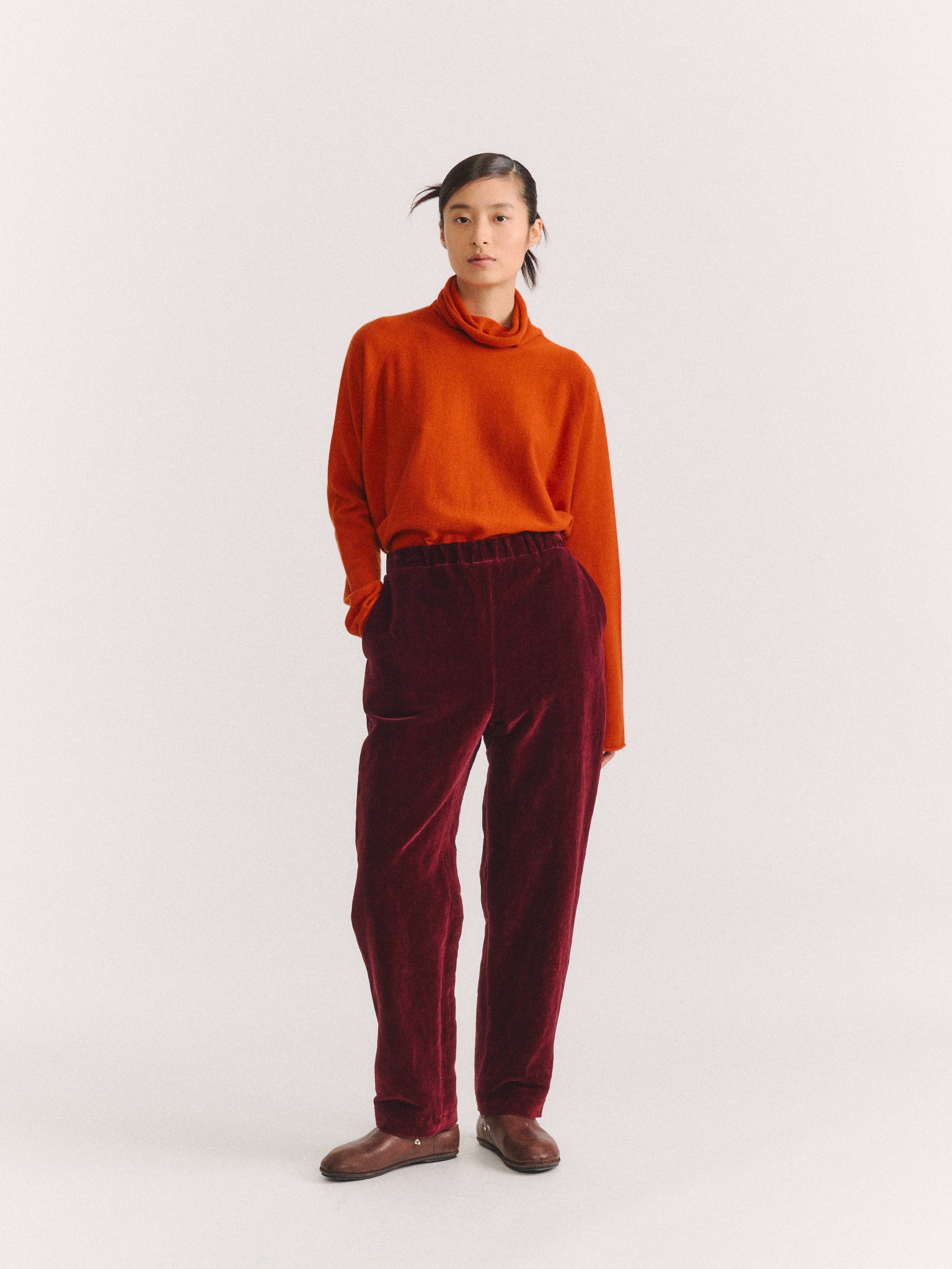 LONG CHASSE PANT - MID VELVET - PRUNE