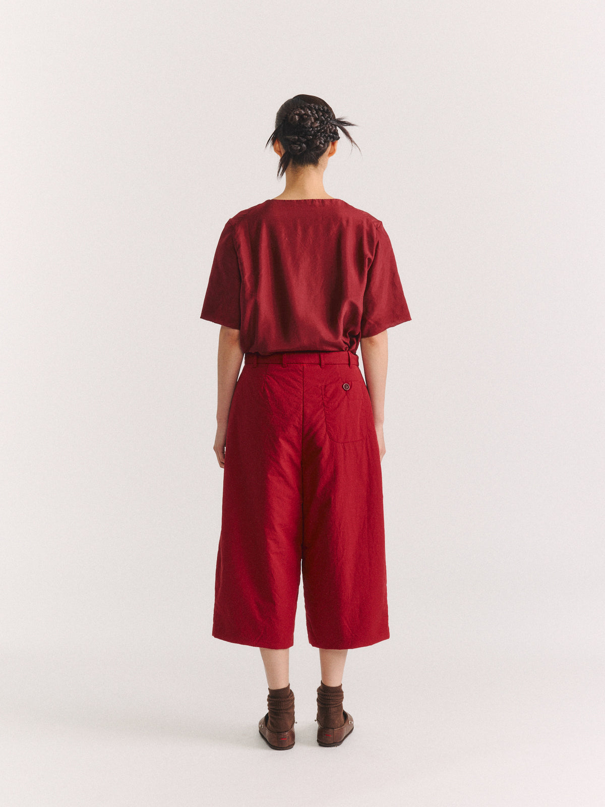 PP PANT - CHALK POPLIN - GARNET