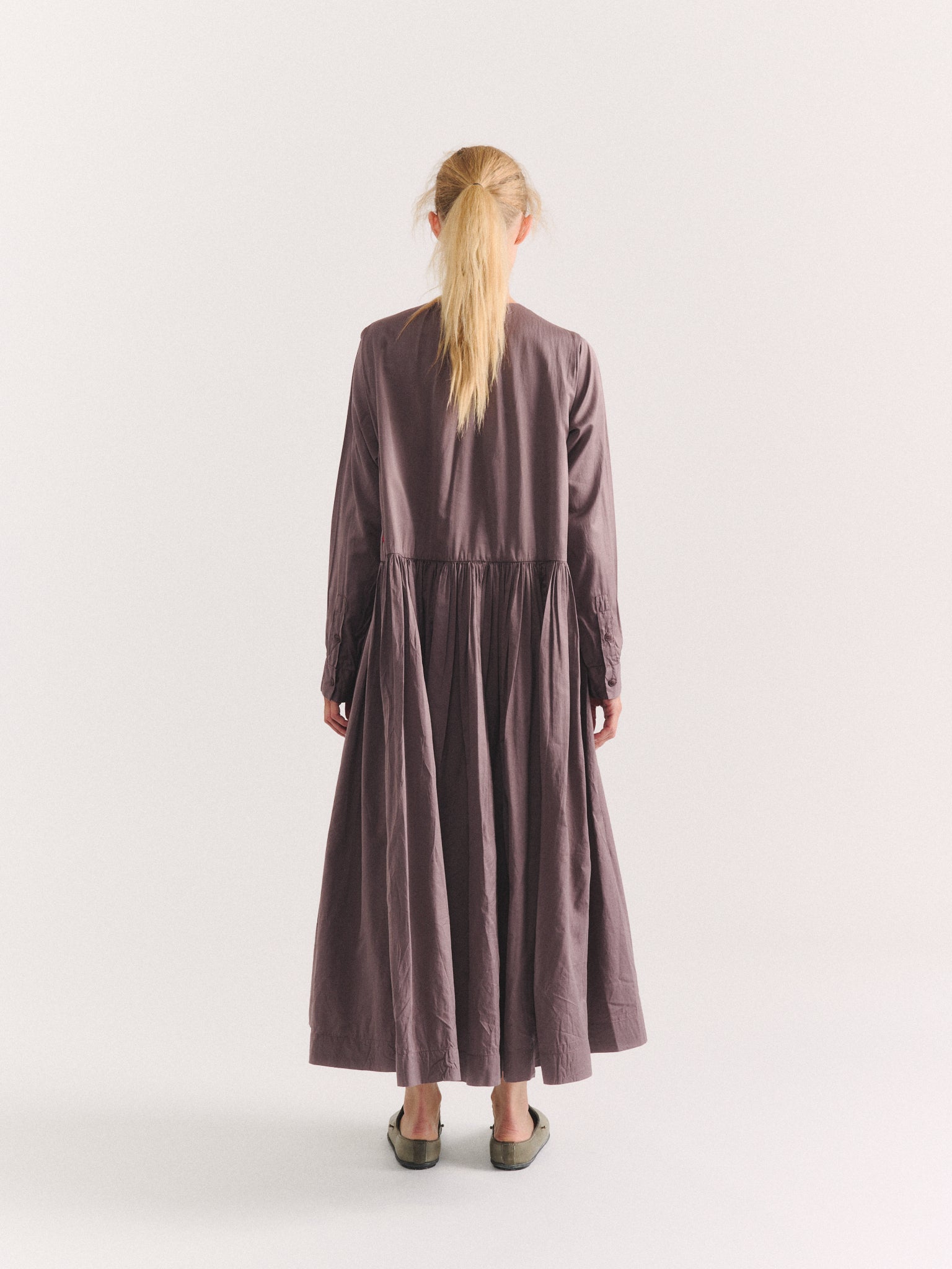 POMME RUCHEE DRESS - TWIL COT SILK - CLAY