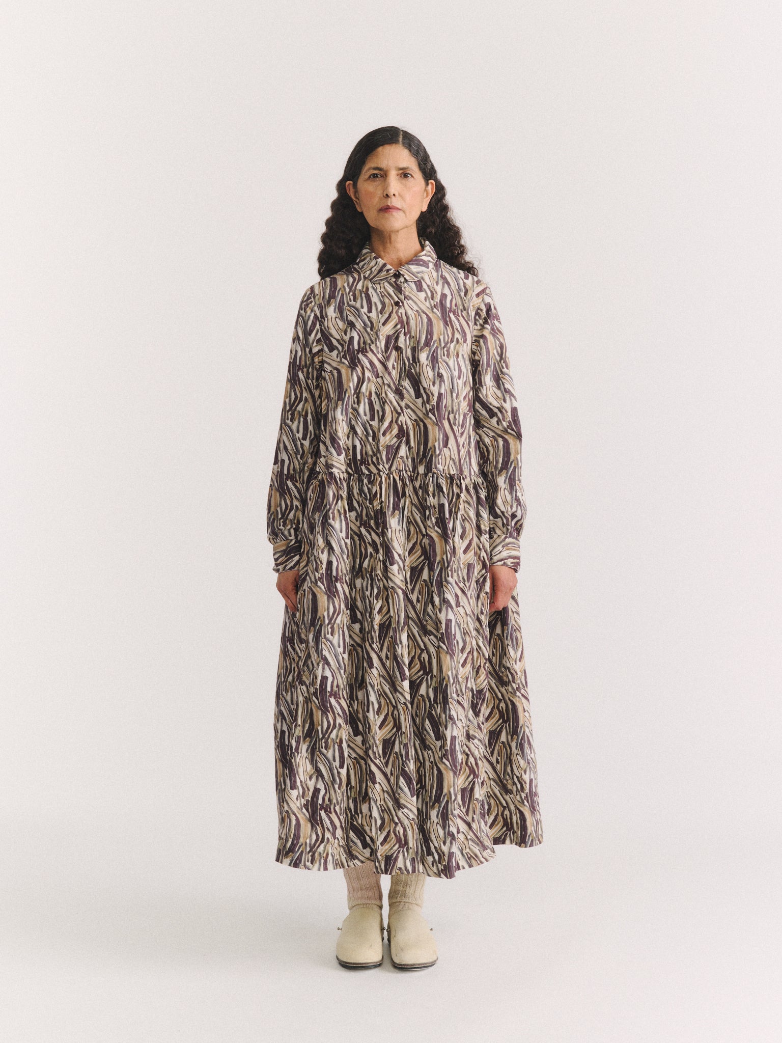 JUPITER DRESS - L COT PRINT - EBONY