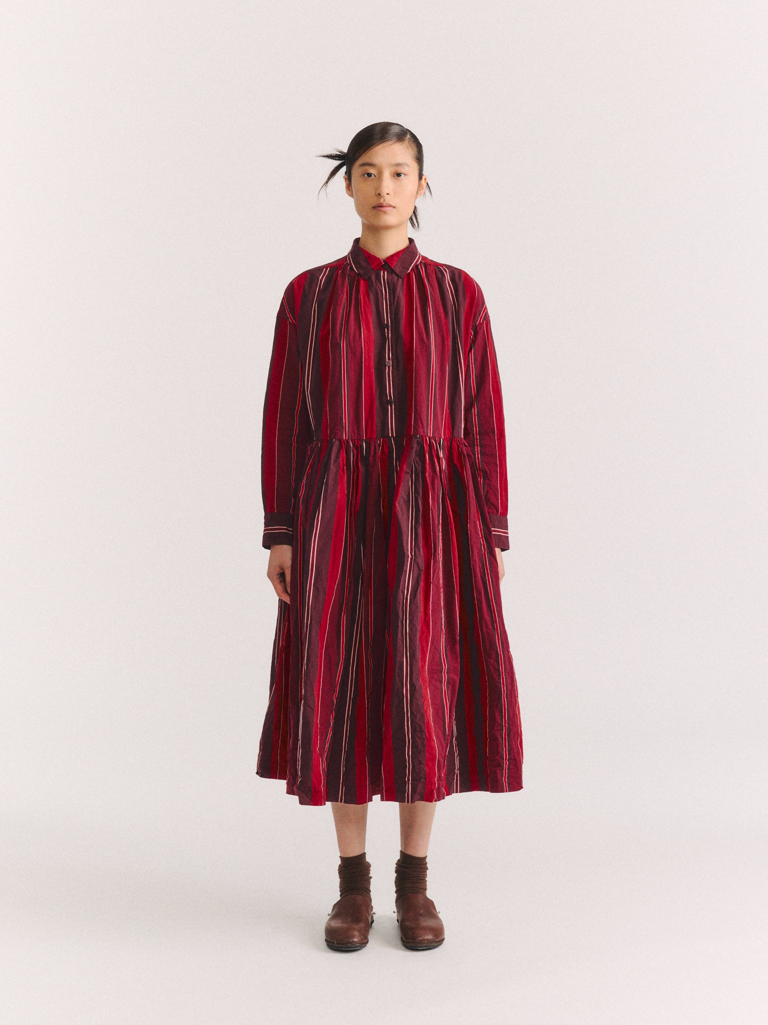 YUKARI DRESS - PAPER COT STRIPE - REDS STRIPES