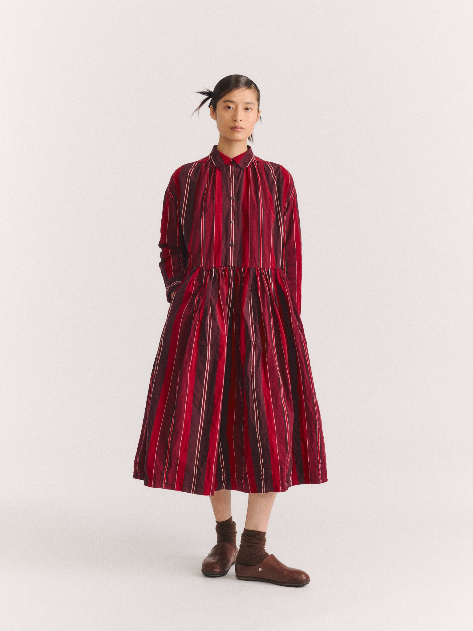 YUKARI DRESS - PAPER COT STRIPE - REDS STRIPES